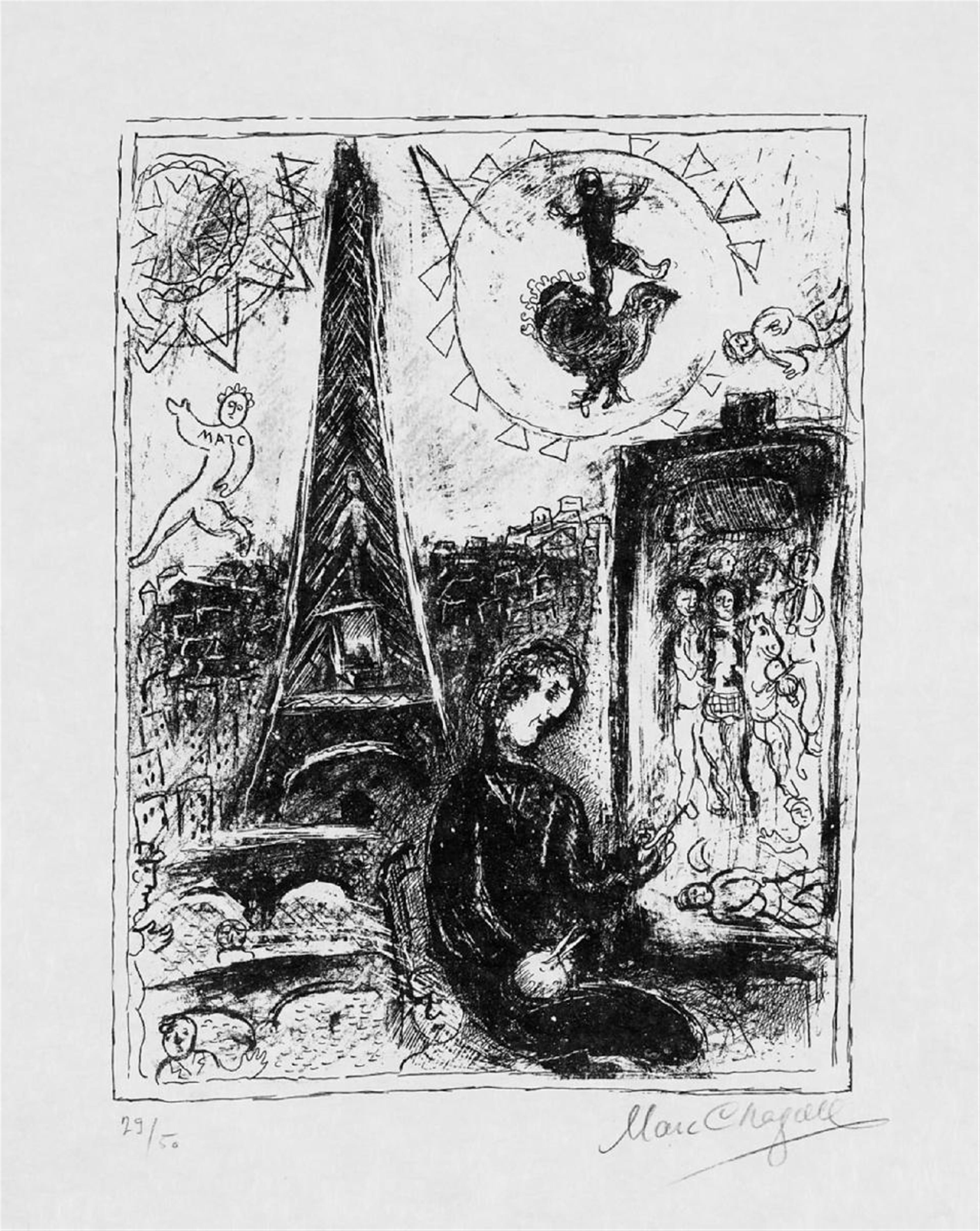 Marc Chagall - Maler mit Eiffelturm - image-1