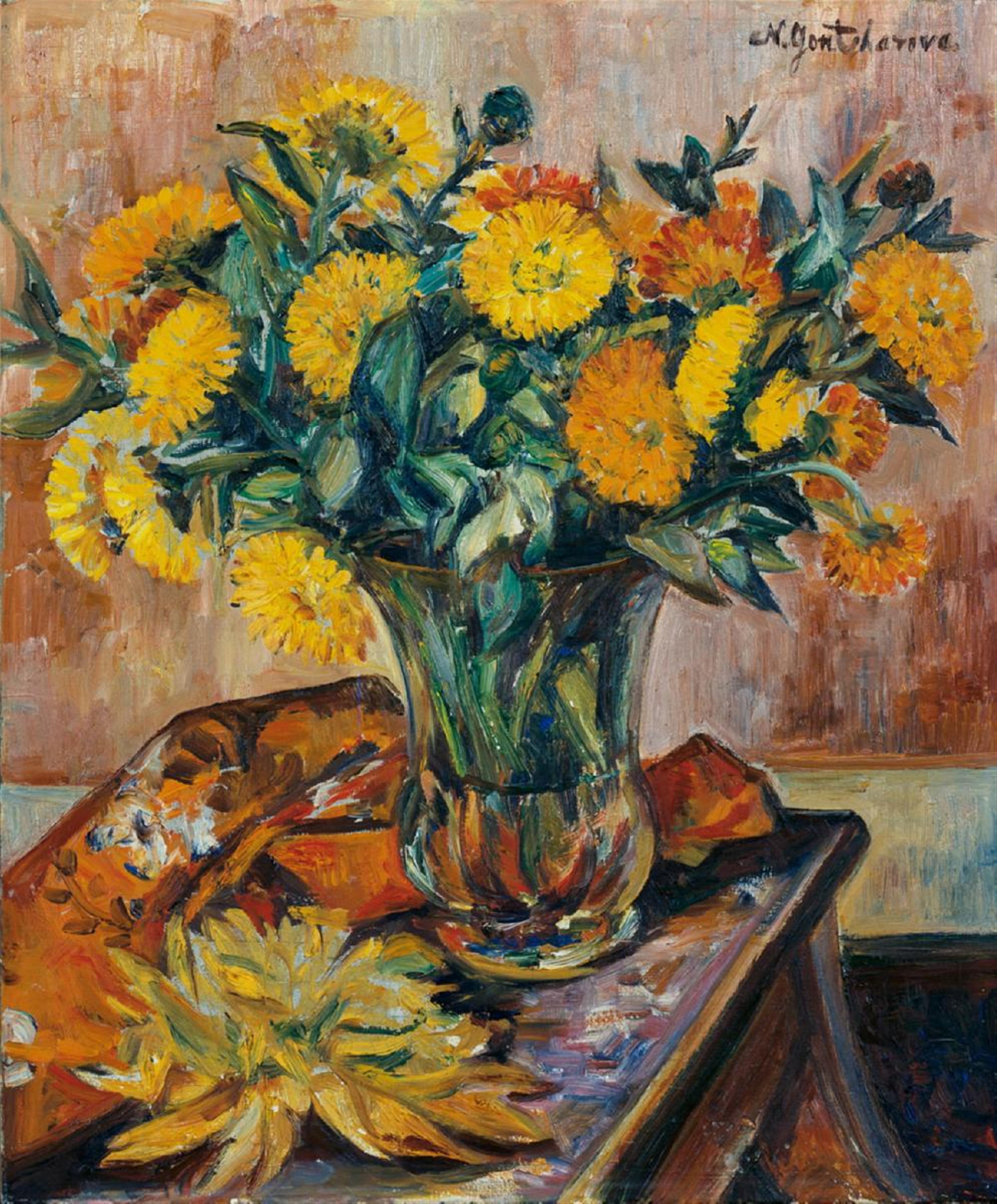 Natalja Sergejewna Gontscharowa - Stilleben mit gelbem Blütenstrauß (Ringelblumen) - image-1
