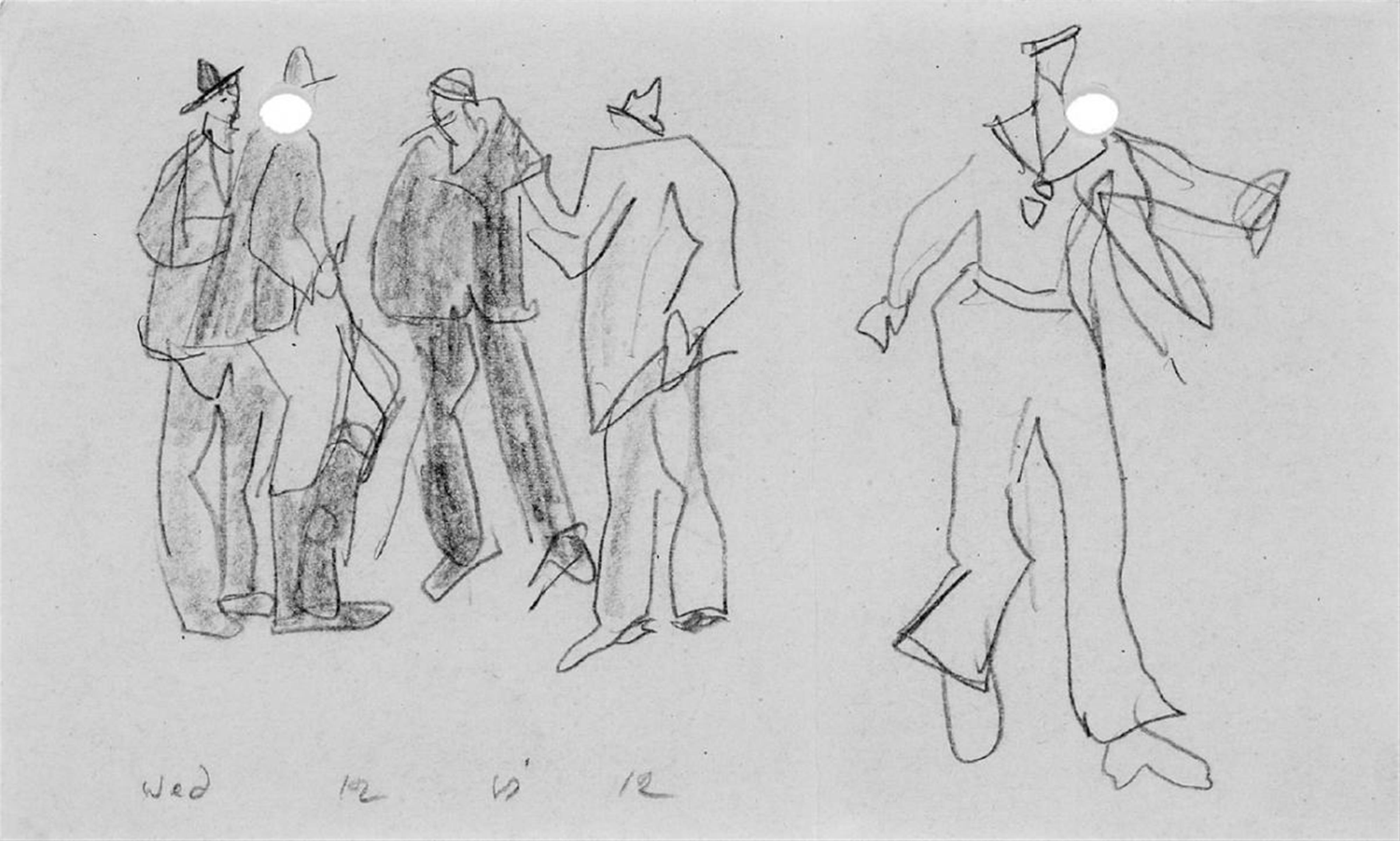 Lyonel Feininger - Gruppe von vier Männern (vermutlich Fischern) und einem Matrosen - image-1