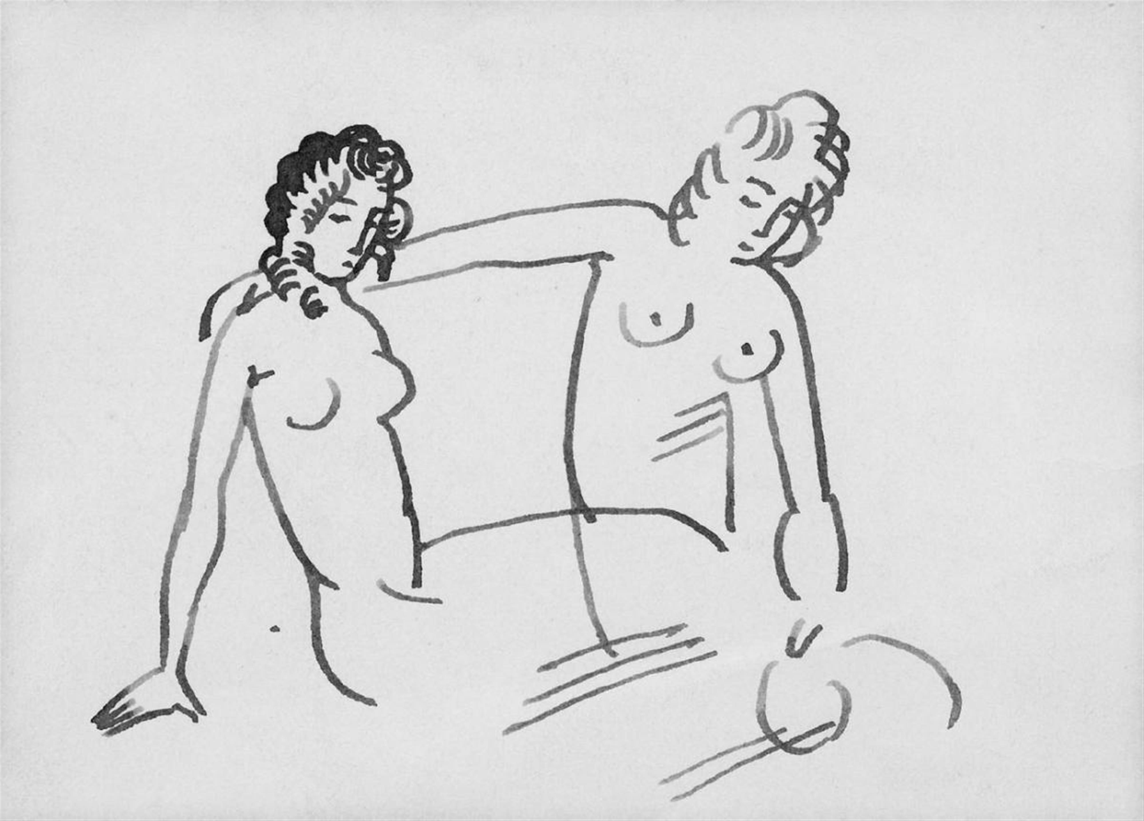 August Macke - Zwei sitzende weibliche Akte (Lagernde nackte Mädchen) - image-1