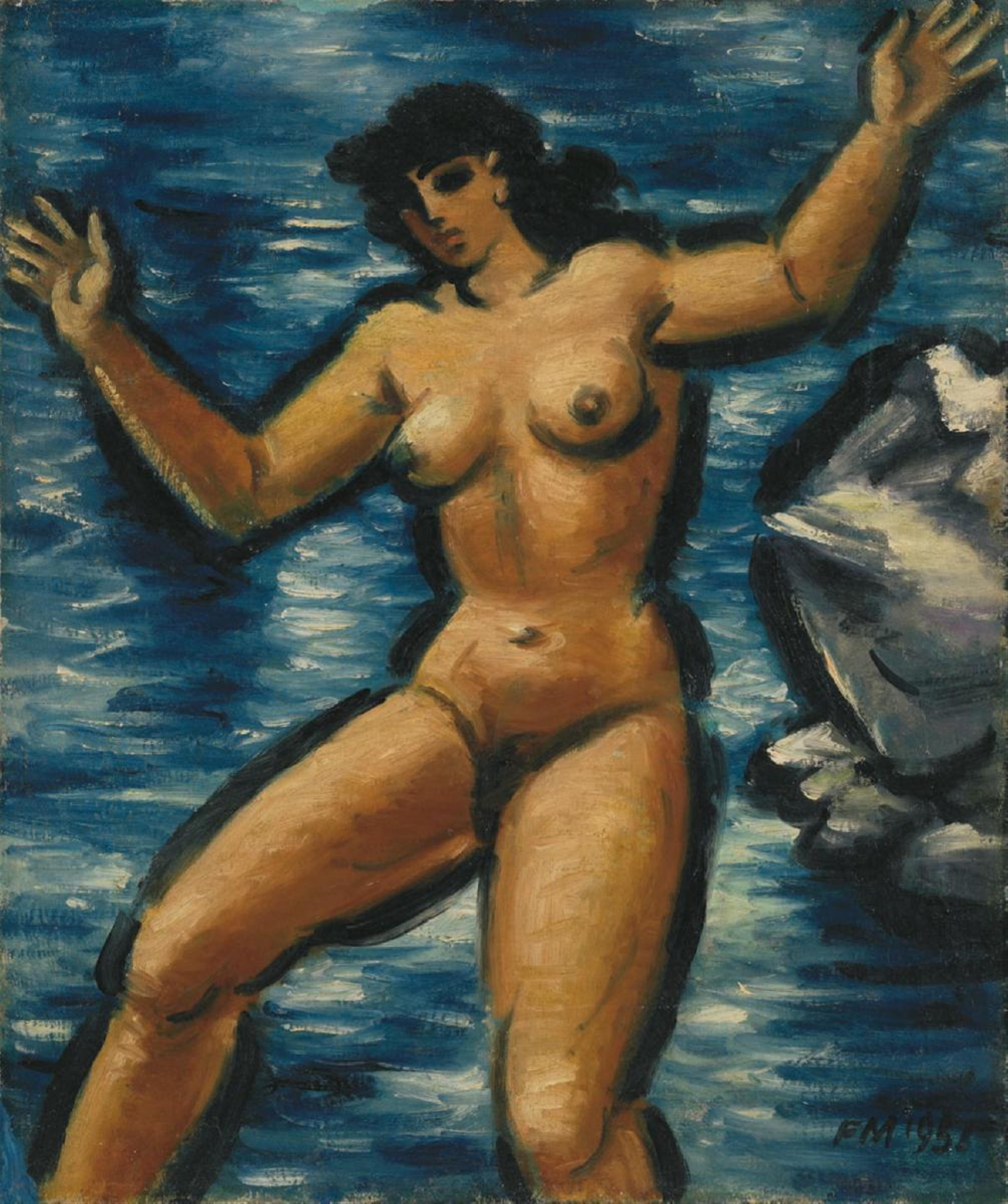 Frans Masereel - Baigneuse III (Weiblicher Akt am Meer) - image-1