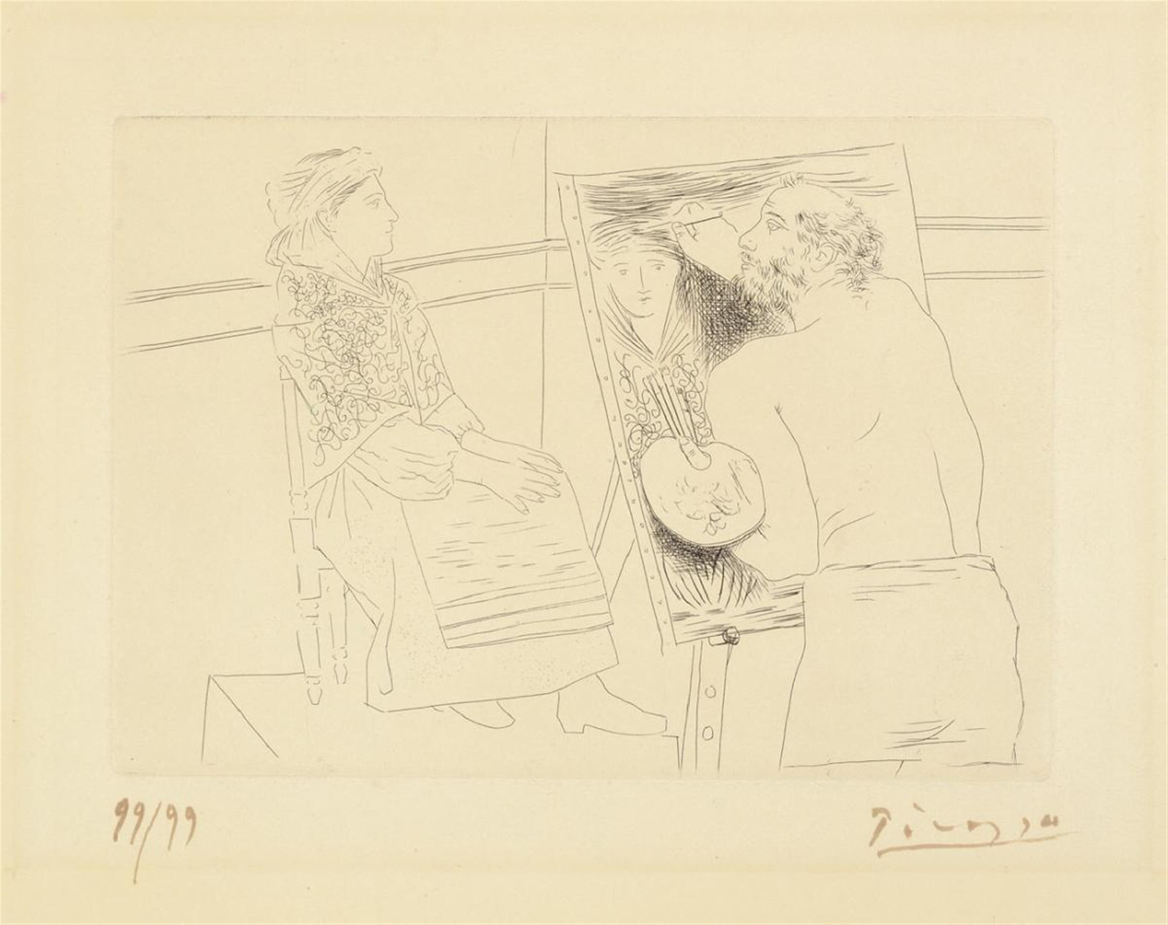 Pablo Picasso - Peintre chauve devant son chevalet - image-1