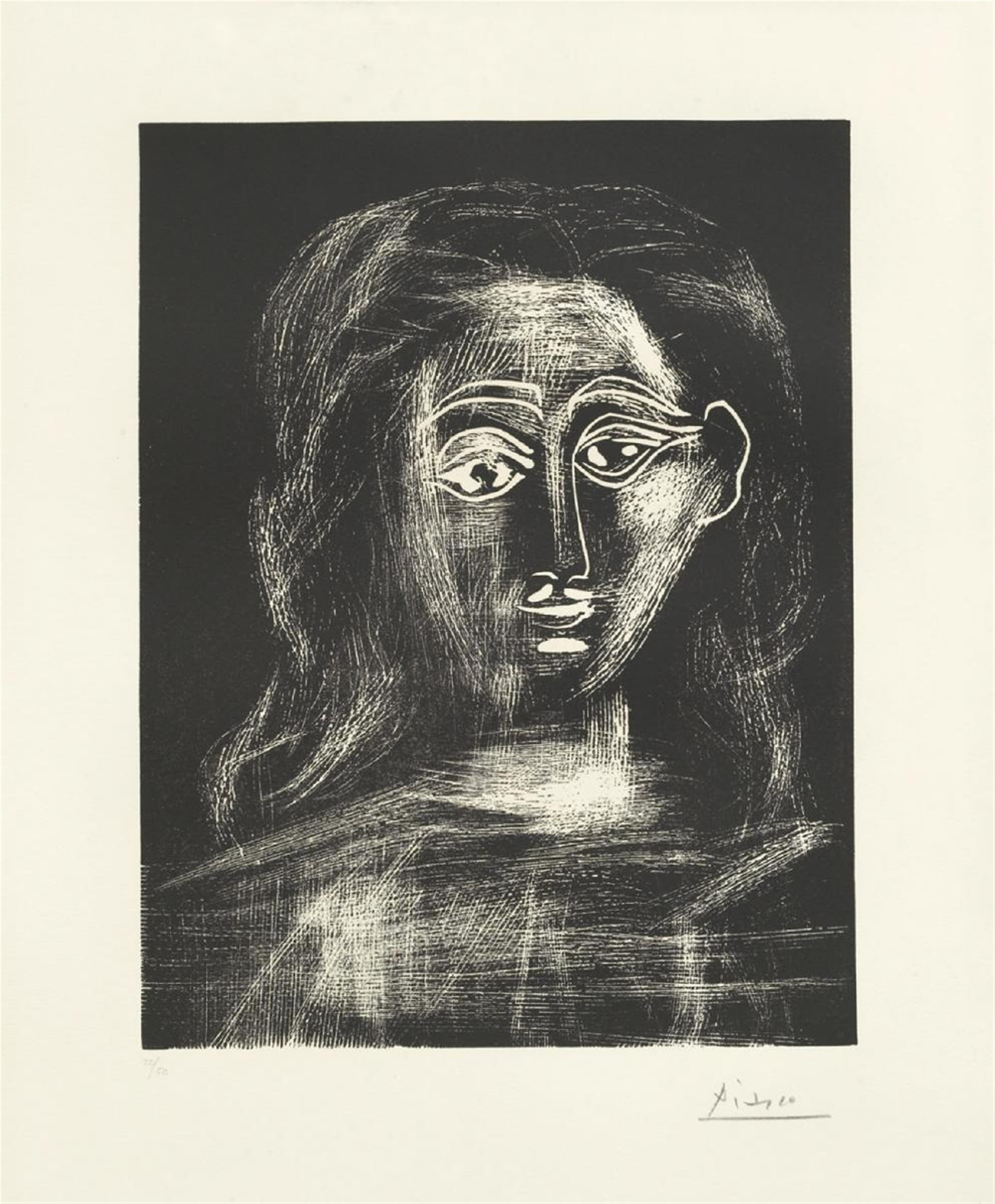 Pablo Picasso - Jacqueline aux cheveux flous, en buste - image-1