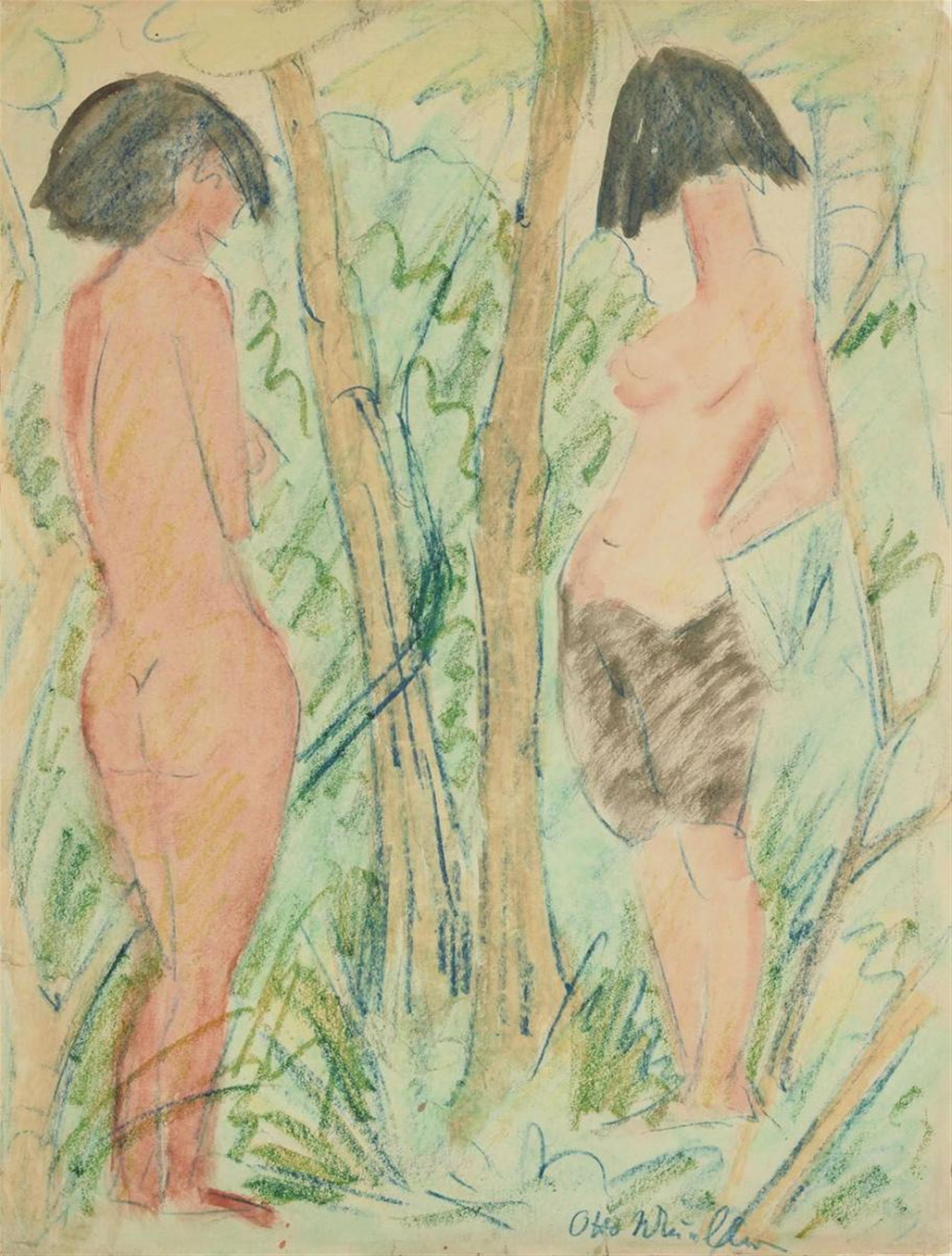 Otto Mueller - Zwei Akte im Wald (Zwei nackte Mädchen in einer Schneise) - image-1