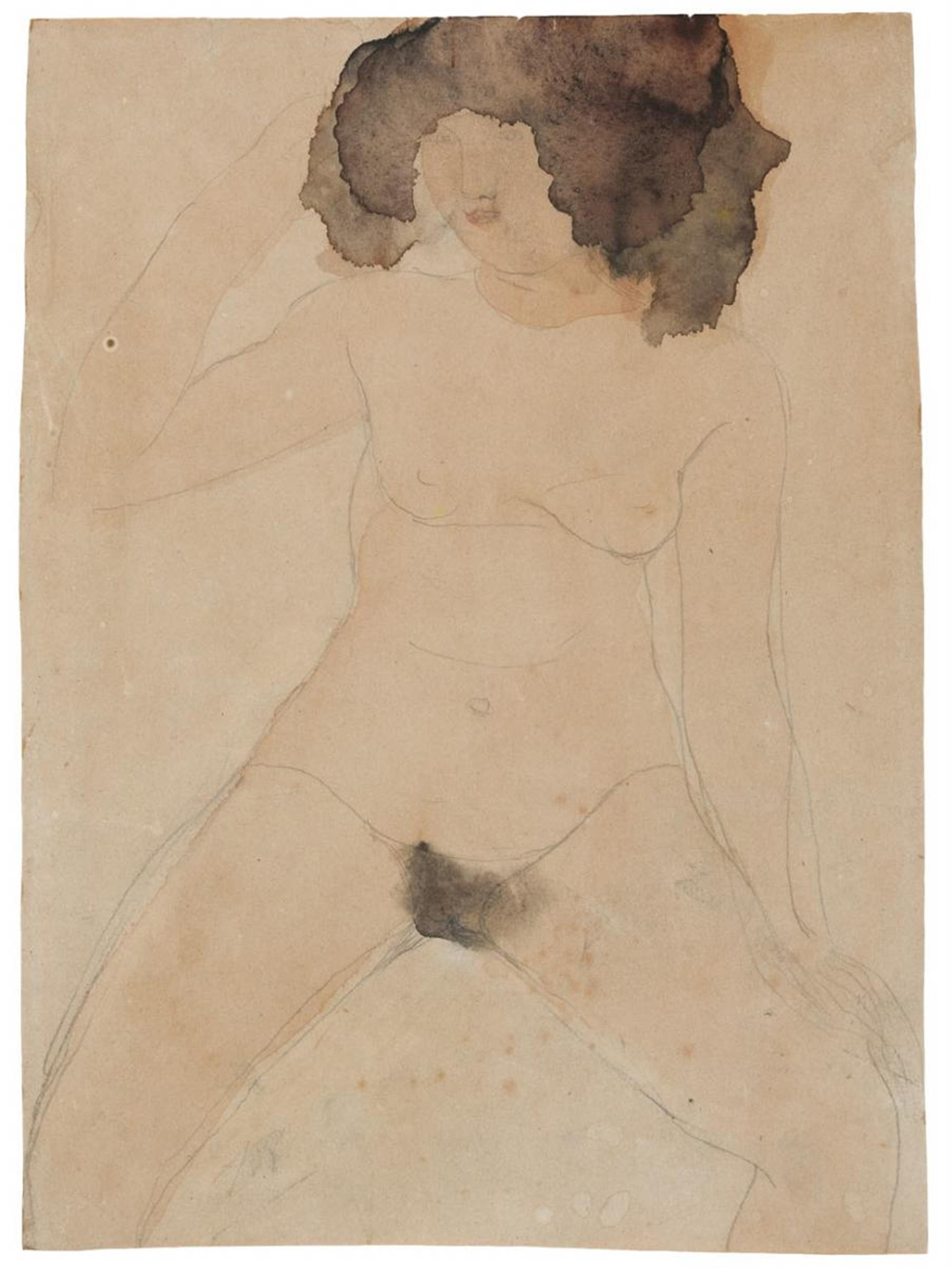 Auguste Rodin - Nu Féminin assis avec chevelure brune - image-1