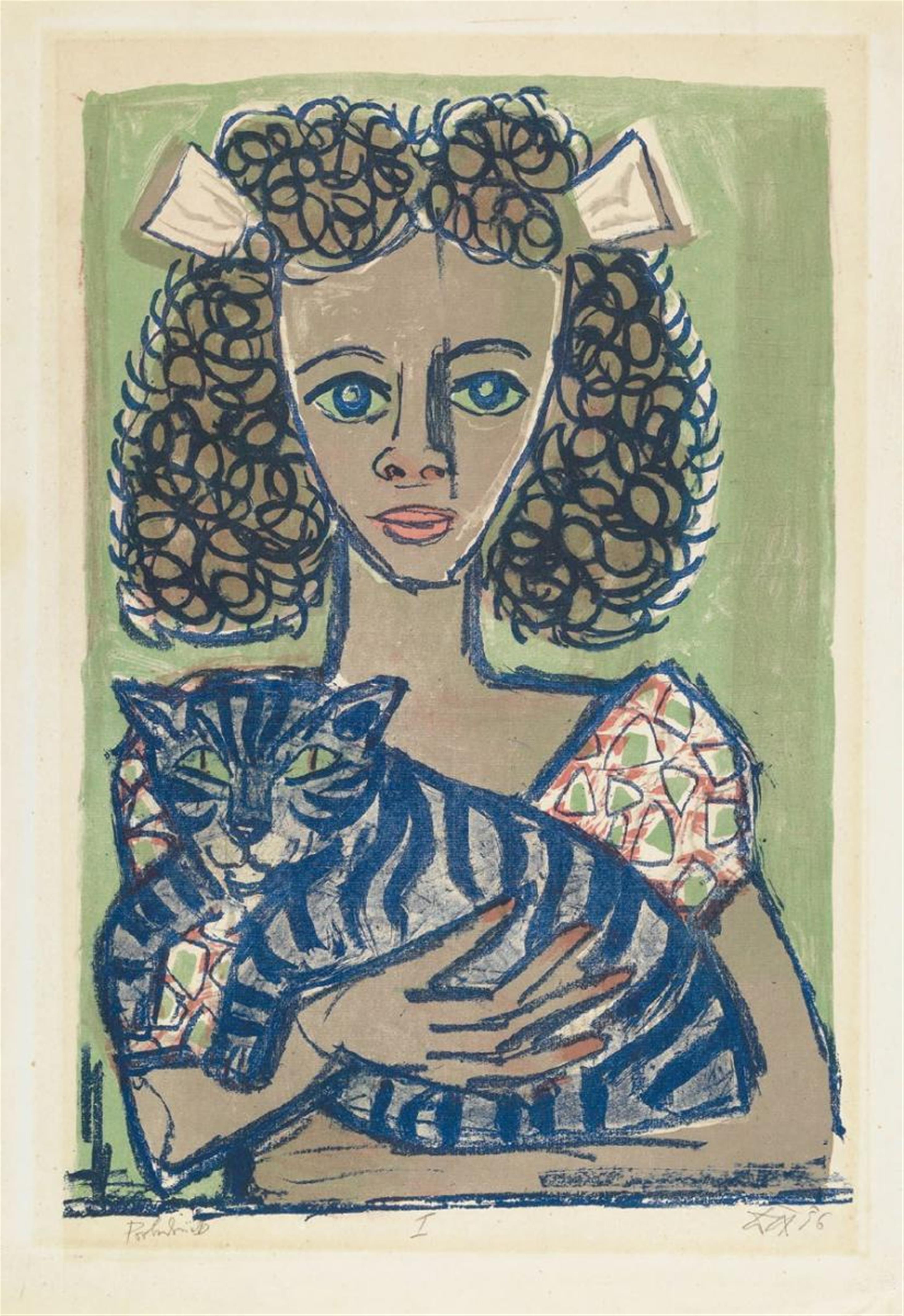 Otto Dix - Mädchen mit Katze I (Kopf geradeaus) - image-1