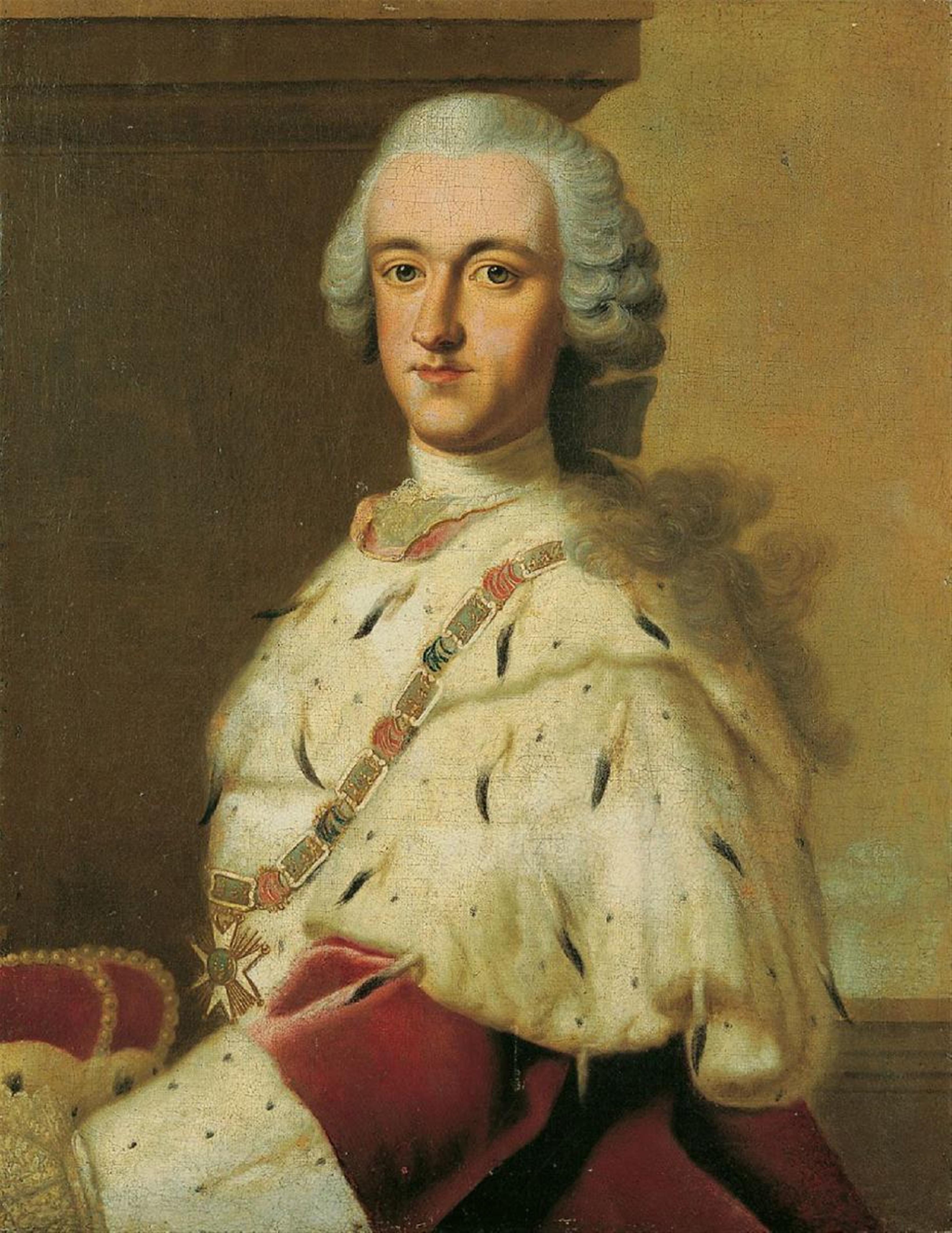 Südwestdeutscher Meister - BILDNIS DES JUNGEN KURFÜRSTEN KARL THEODOR VON DER PFALZ (1724-1799) MIT DER KETTE DES HUBERTUSORDENS. - image-1