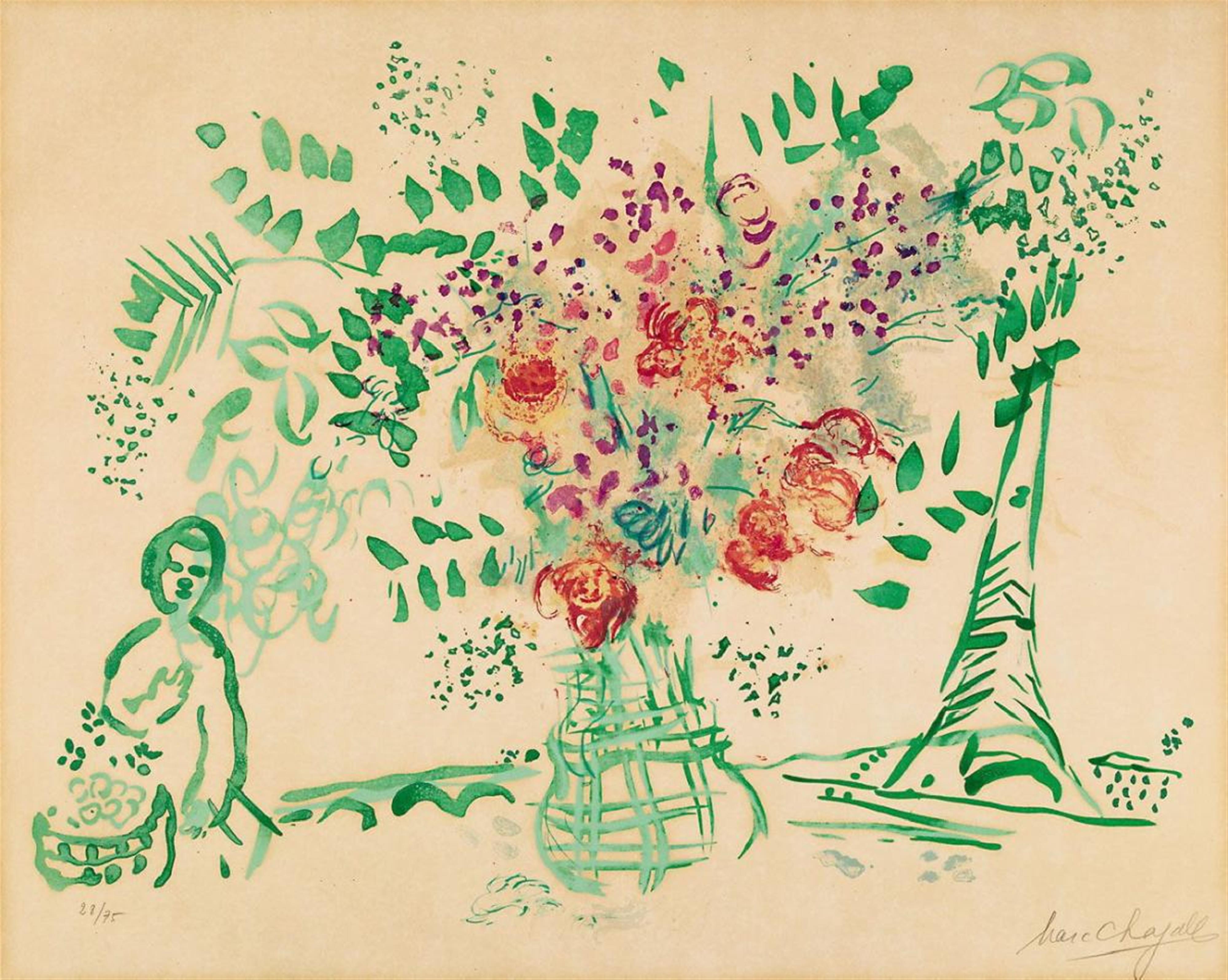 Marc Chagall - Le Bouquet Vert et Violet - image-1