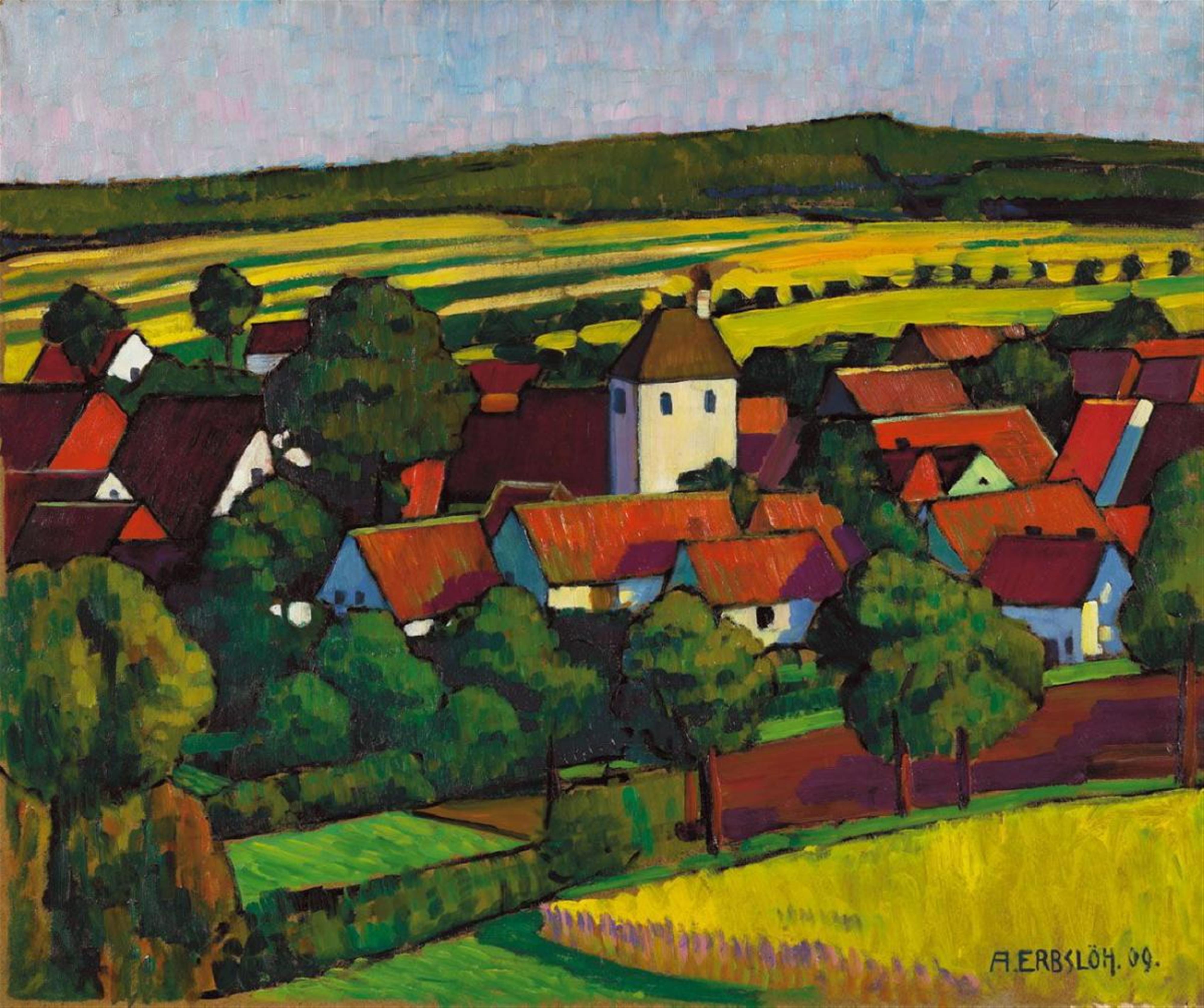 Adolf Erbslöh - Hessisches Dorf (Blick auf Wettesingen) - image-1
