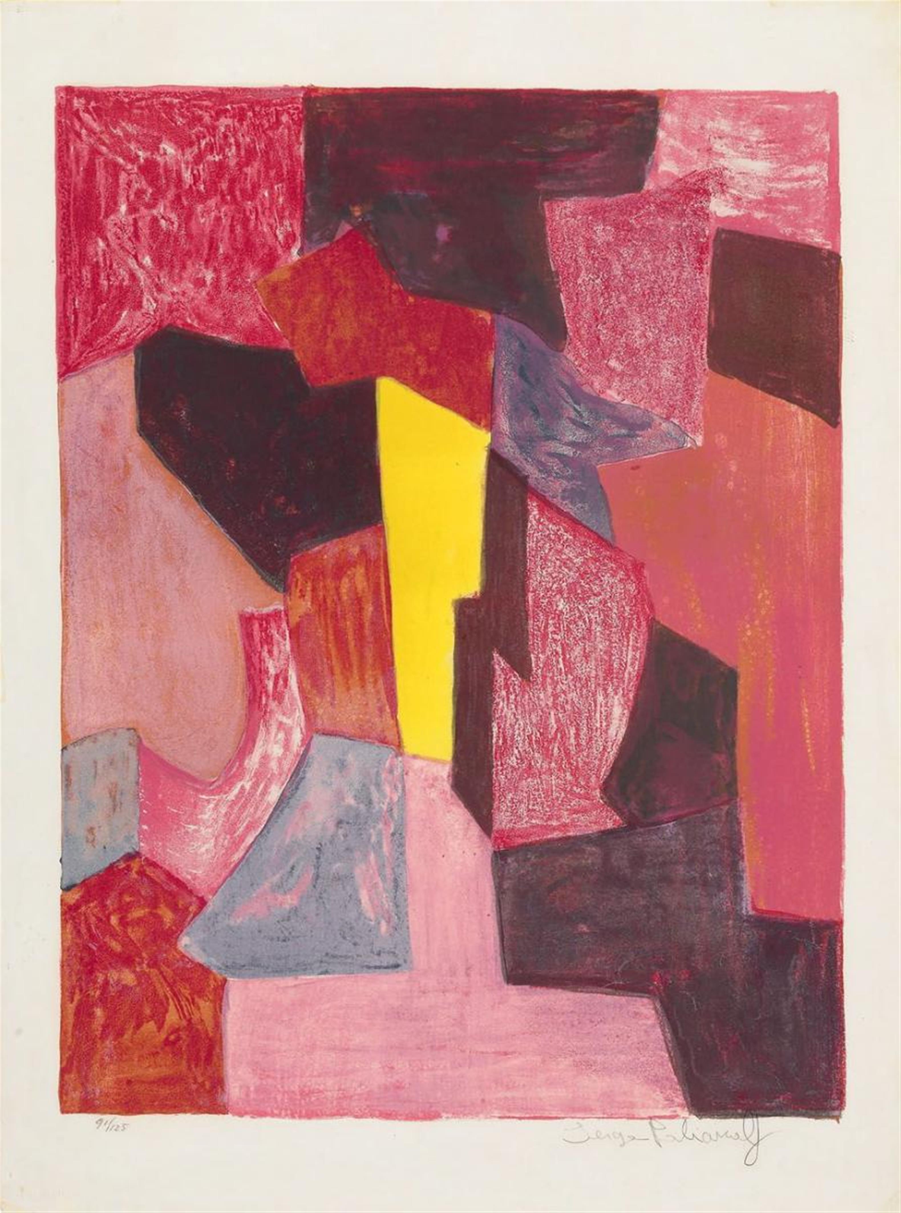Serge Poliakoff - Composition rouge, carmin et jaune - image-1