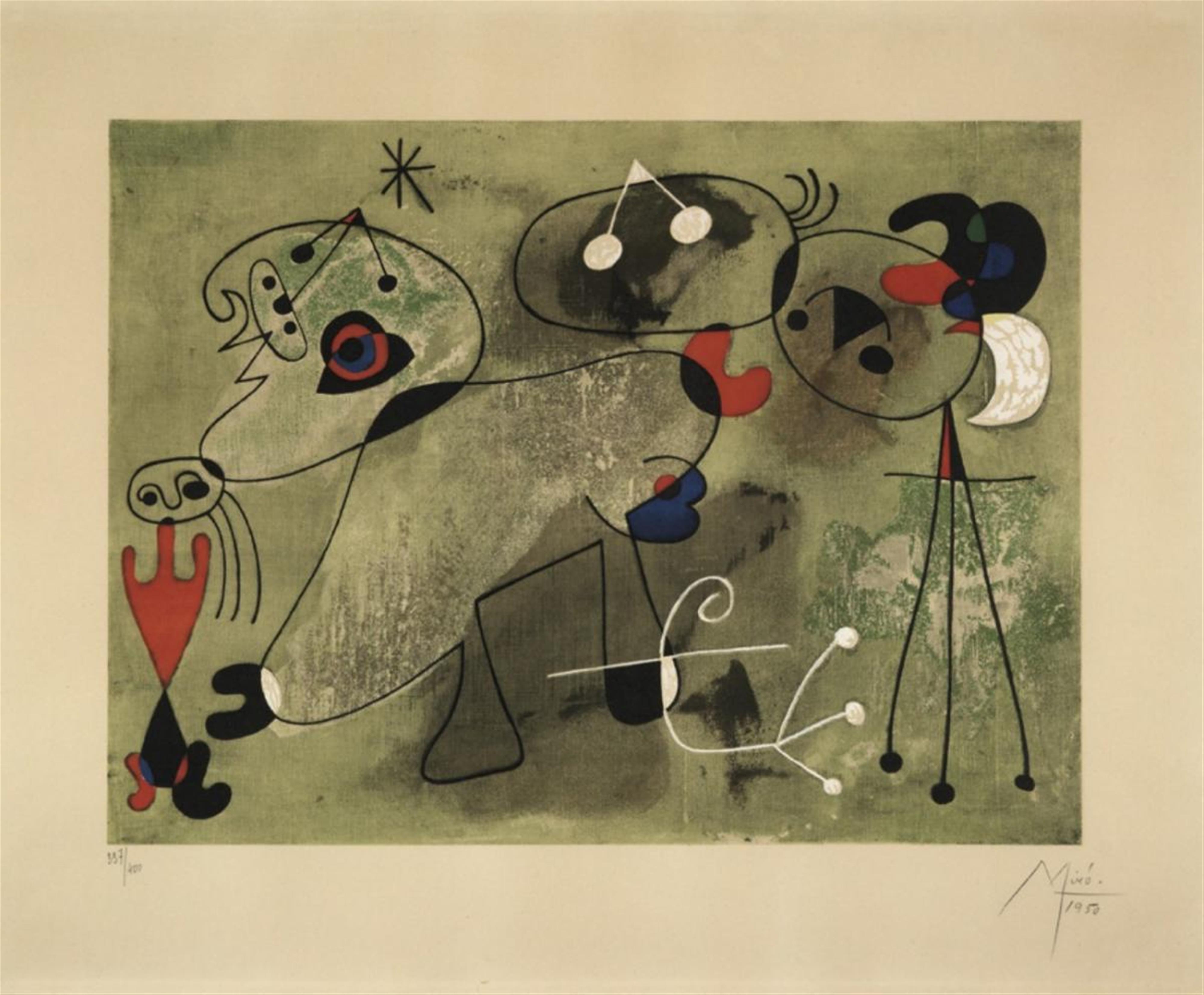 Nach Joan Miró - Composition sur fond vert - image-1