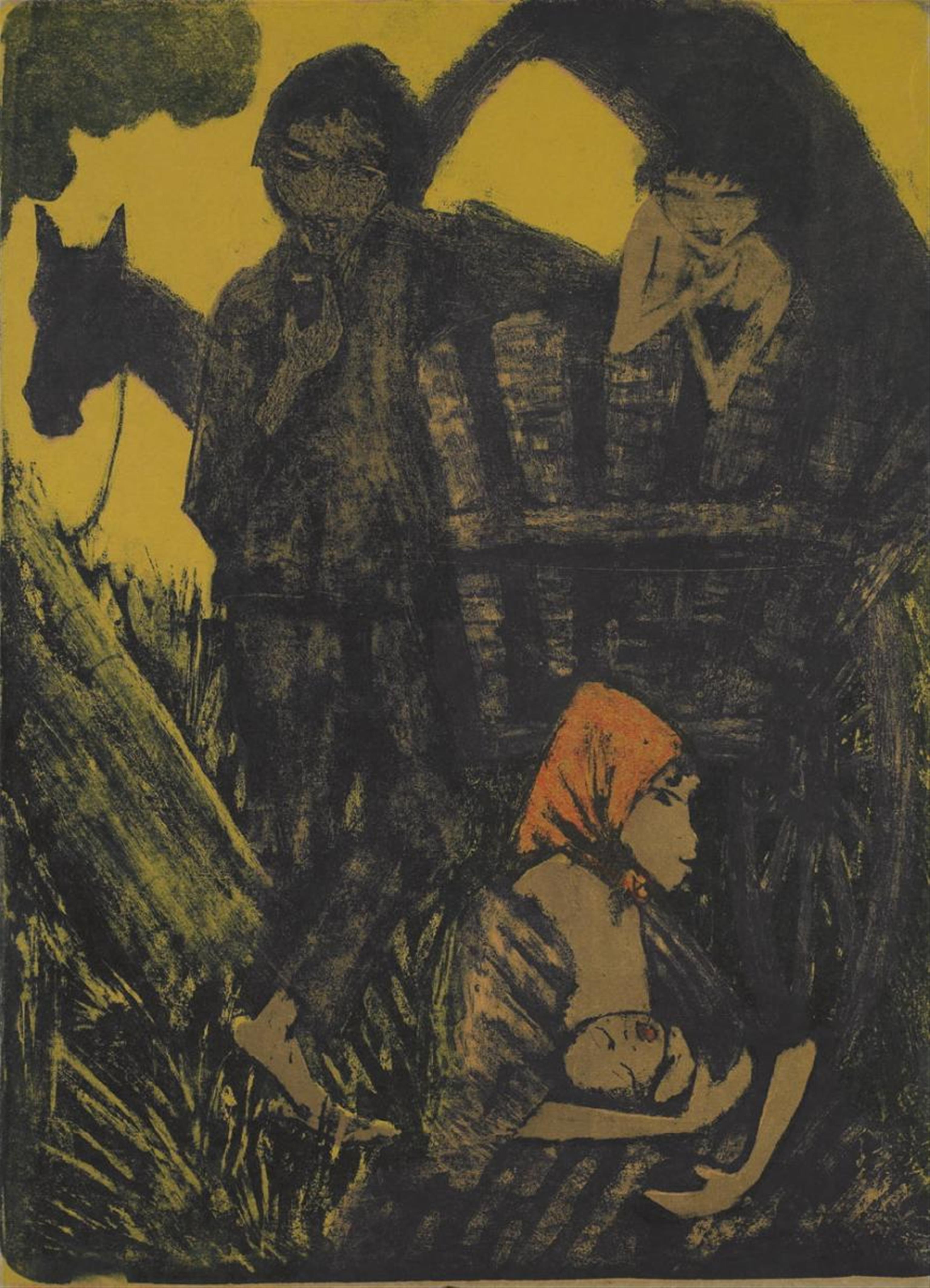 Otto Mueller - Zigeunerfamilie am Planwagen - image-1