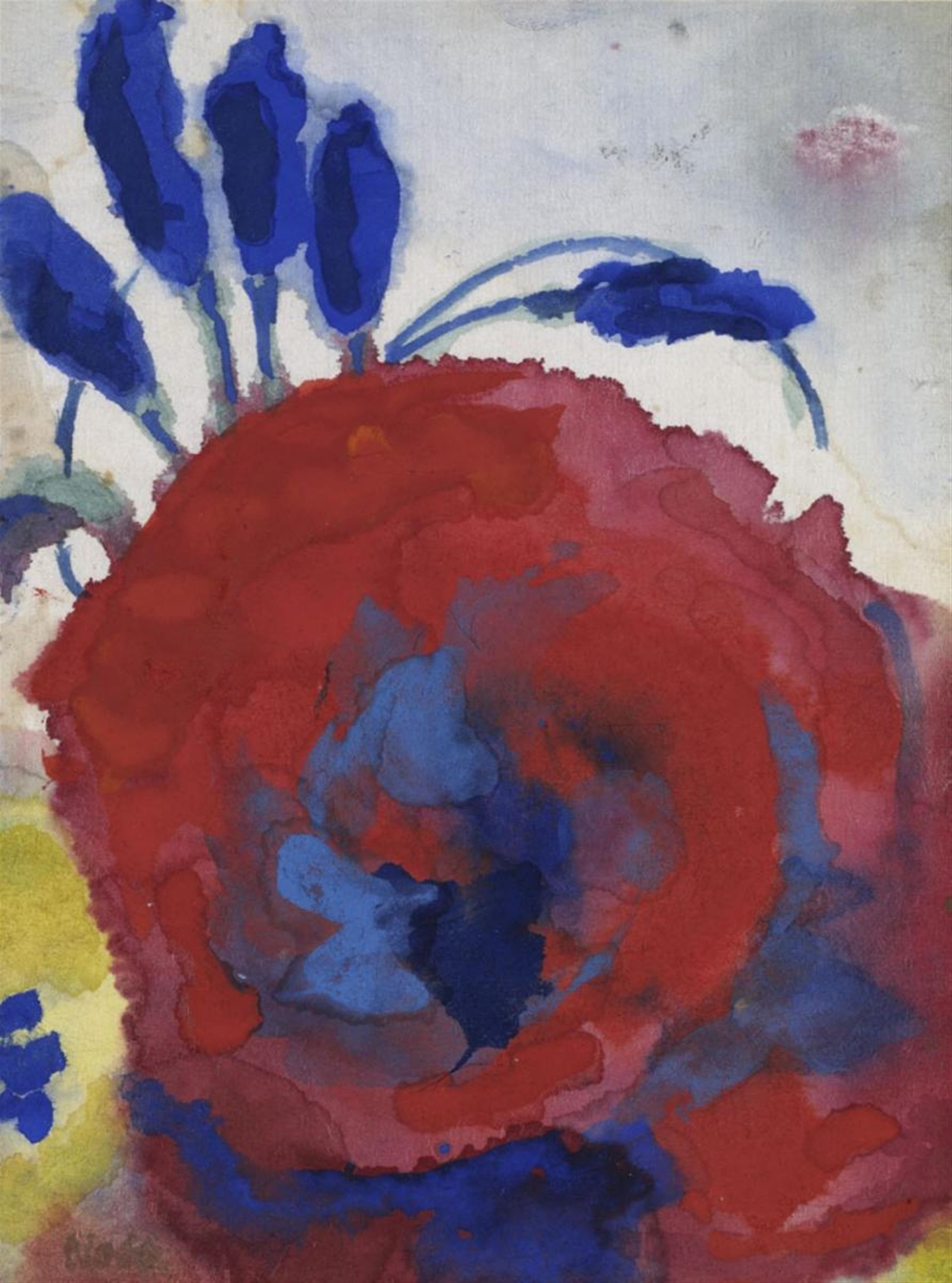 Emil Nolde - Roter Mohn mit blauen und gelben Blüten - image-1