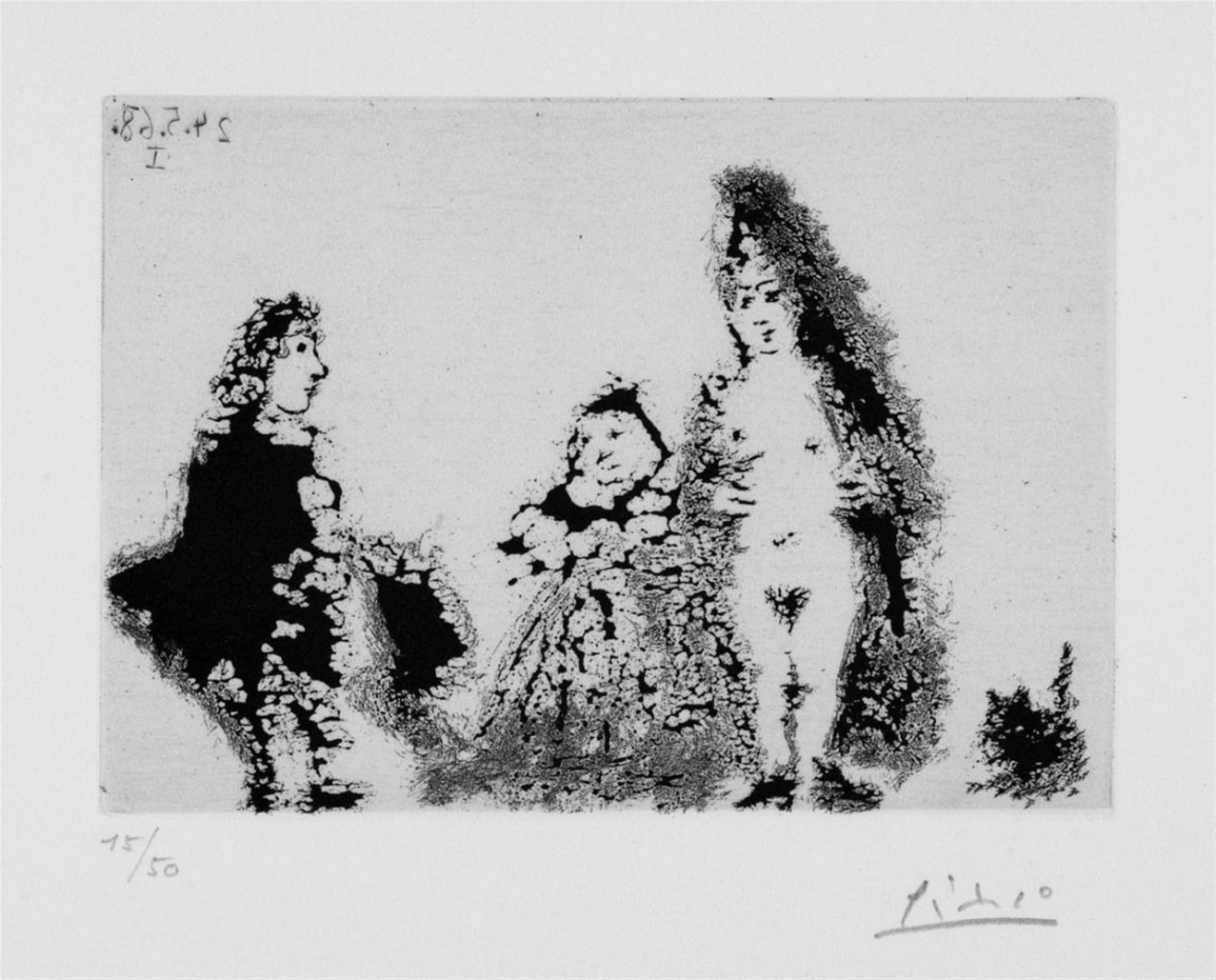 Pablo Picasso - Célestine et Fille, avec un chat et un jeune client - image-1