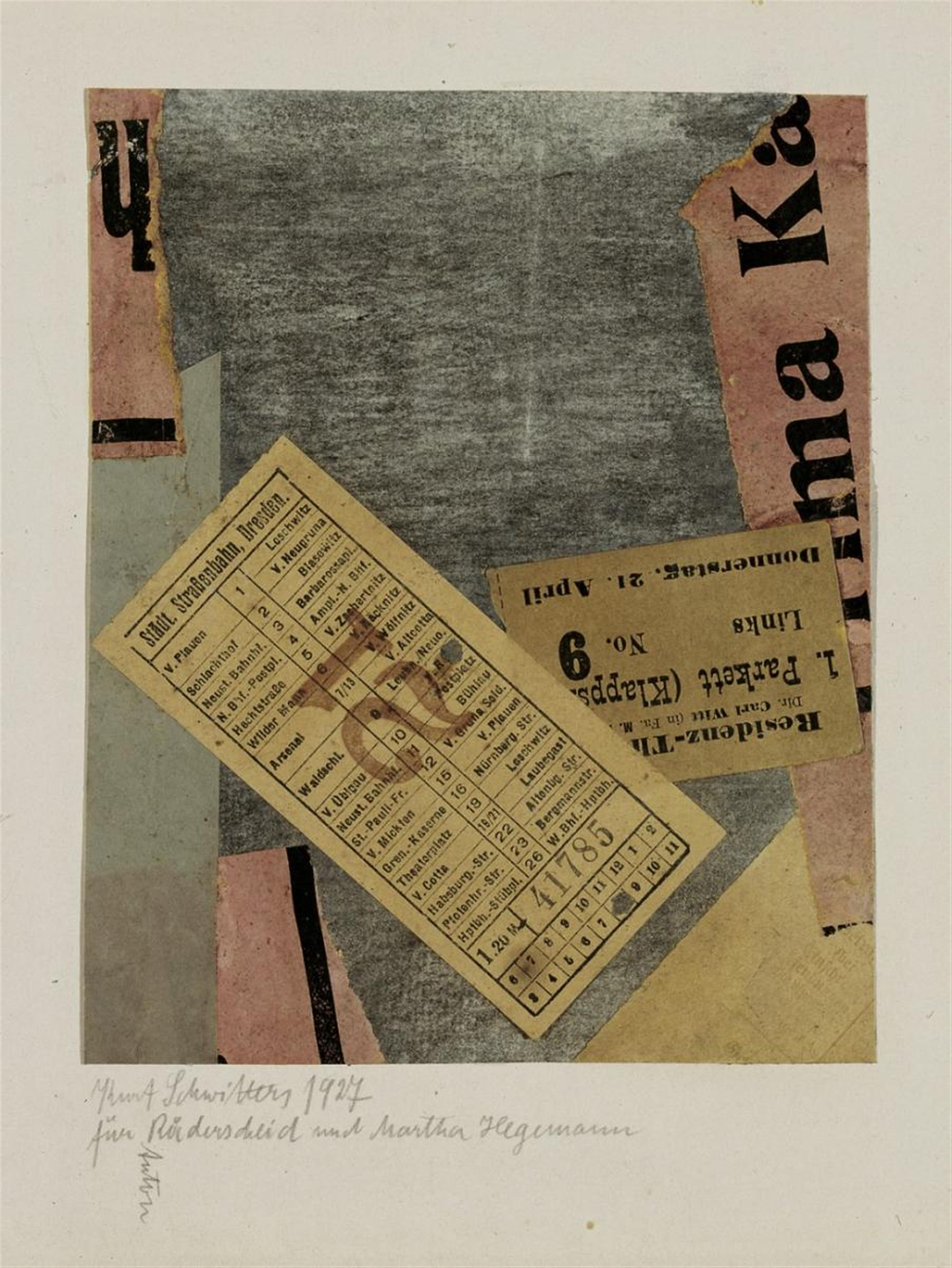 Kurt Schwitters - Ohne Titel (Collage mit Straßenbahnbillet) - image-1