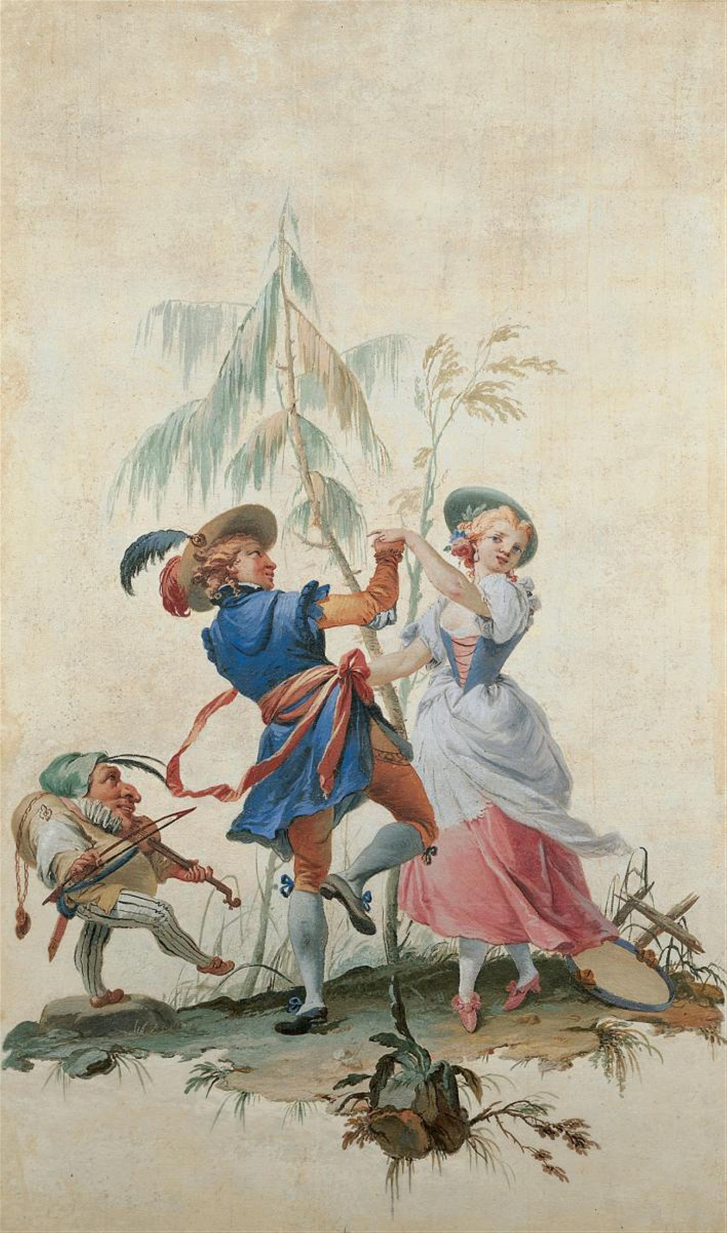 Giovanni Domenico Tiepolo, zugeschrieben - TANZENDES PAAR MIT MUSIZIERENDEM ZWERG. - image-1