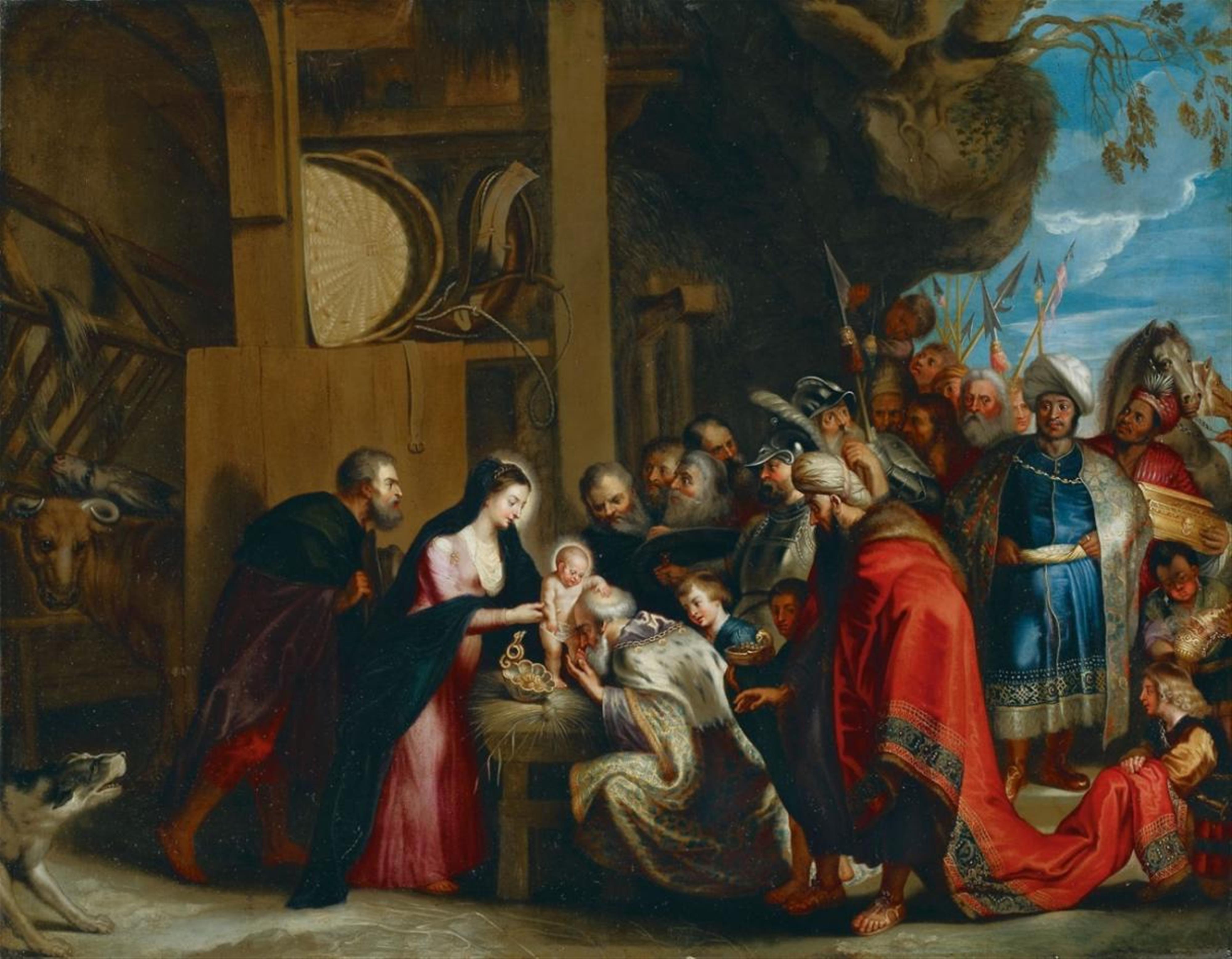 Antwerpener Meister der 1. Hälfte des 17. Jahrhunderts - ANBETUNG DER DREI HEILIGEN KÖNIGE - image-1