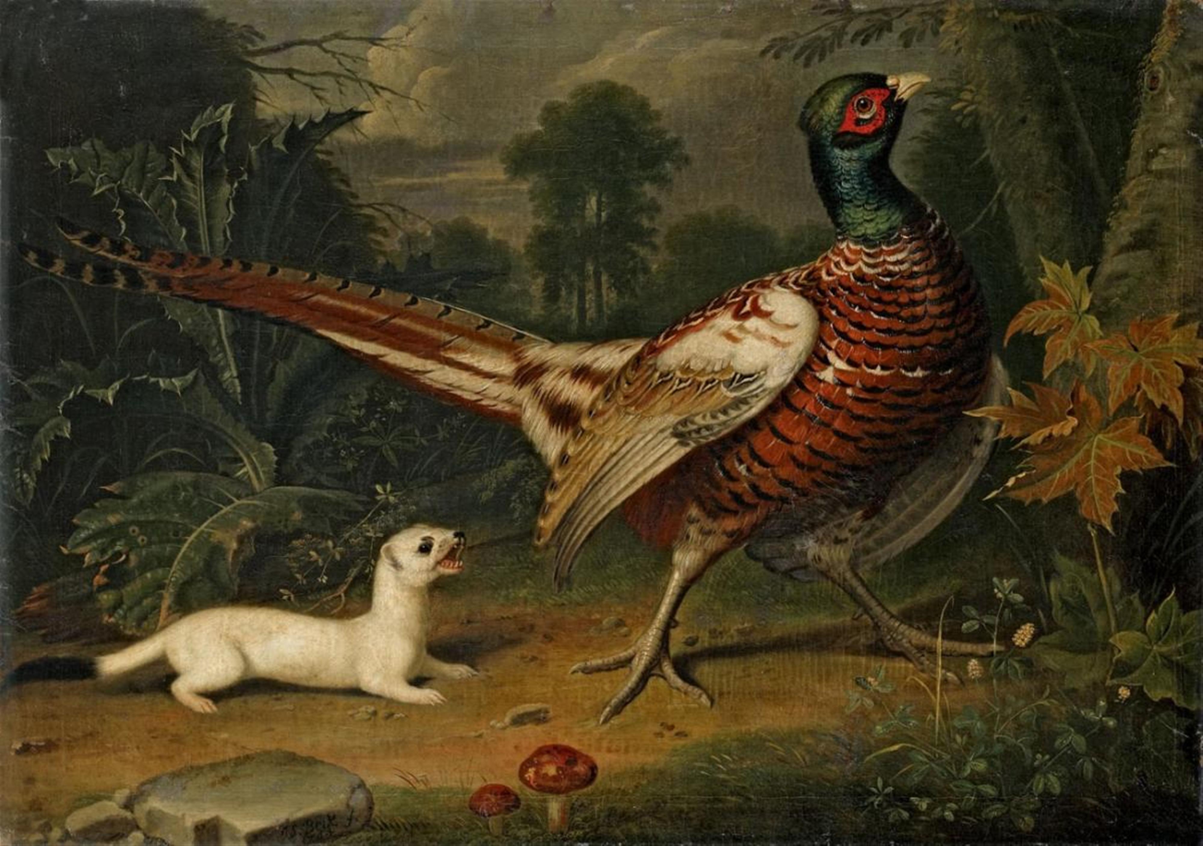Jakob Samuel Beck - WOODED LANDSCAPE WITH PHEASENT AND WEASEL - image-1
