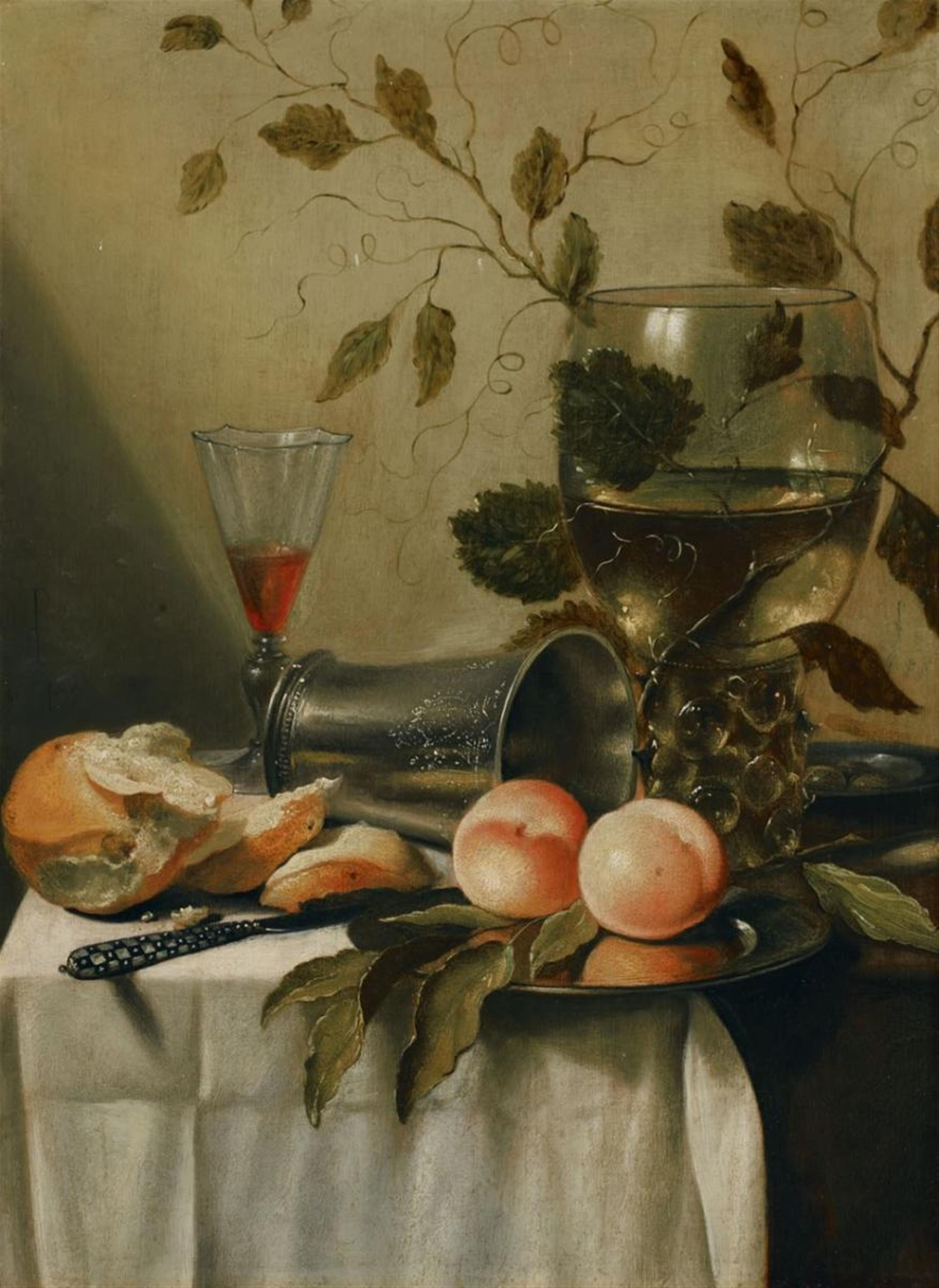 Pieter Claesz, follower of - STILL LIFE WITH GLASES, CUP, BREAD AND FRUITS - image-1