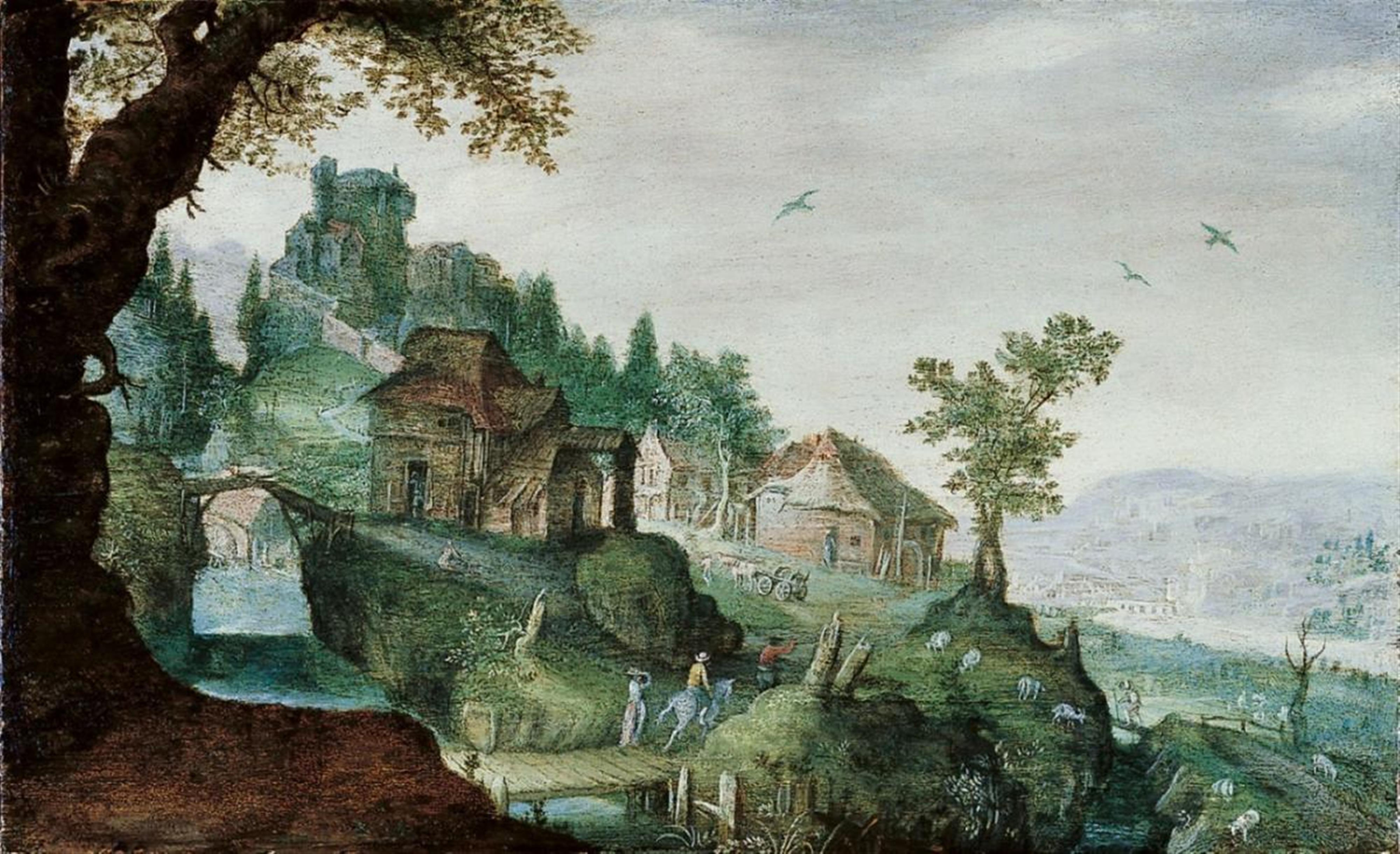 Flämischer Meister des frühen 17. Jahrhunderts - LANDSCHAFT MIT REITER UND HIRTEN - image-1
