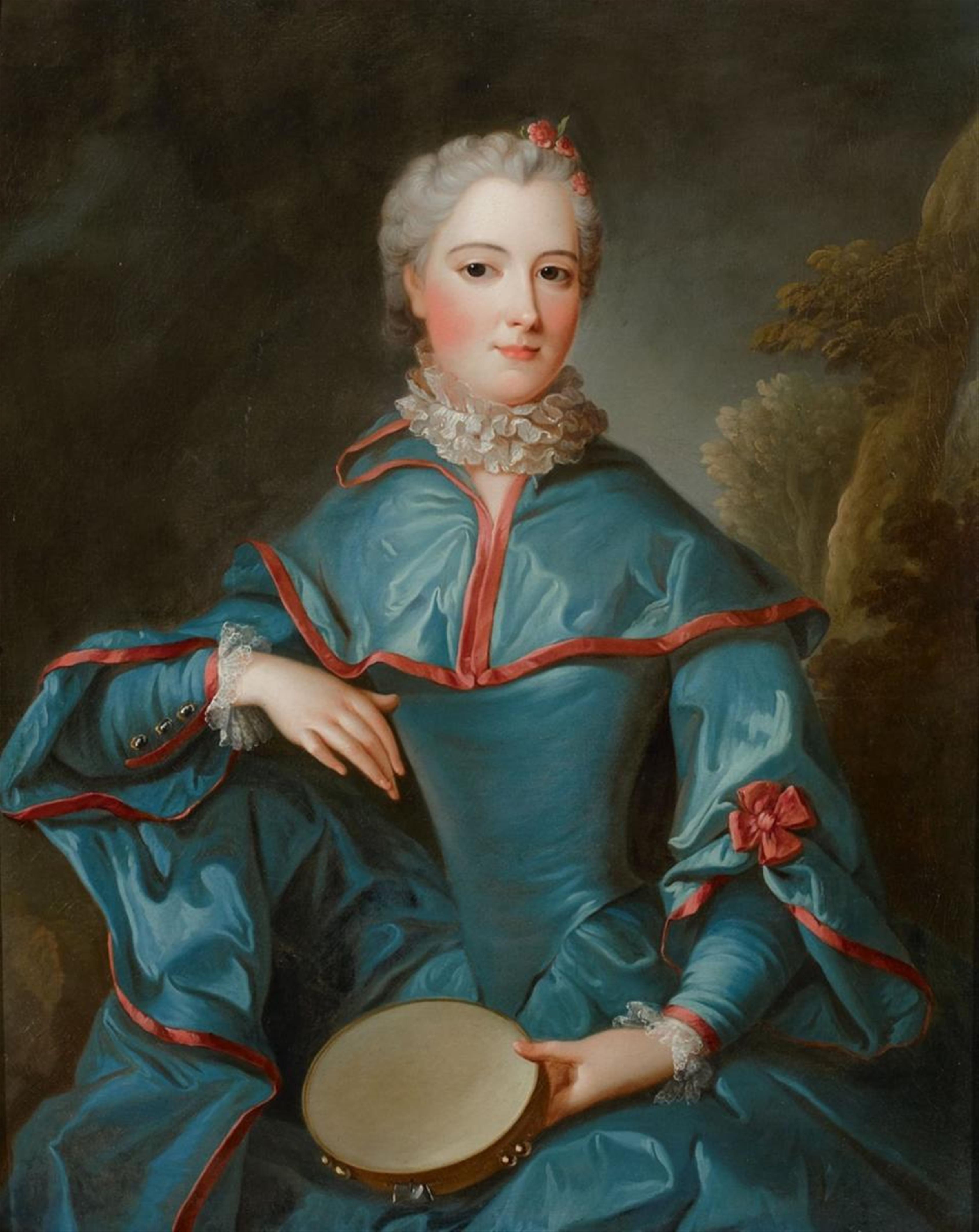 Jean Marc Nattier, circle of - PORTRAIT OF A LADY WITH A TAMBOURINE - image-1