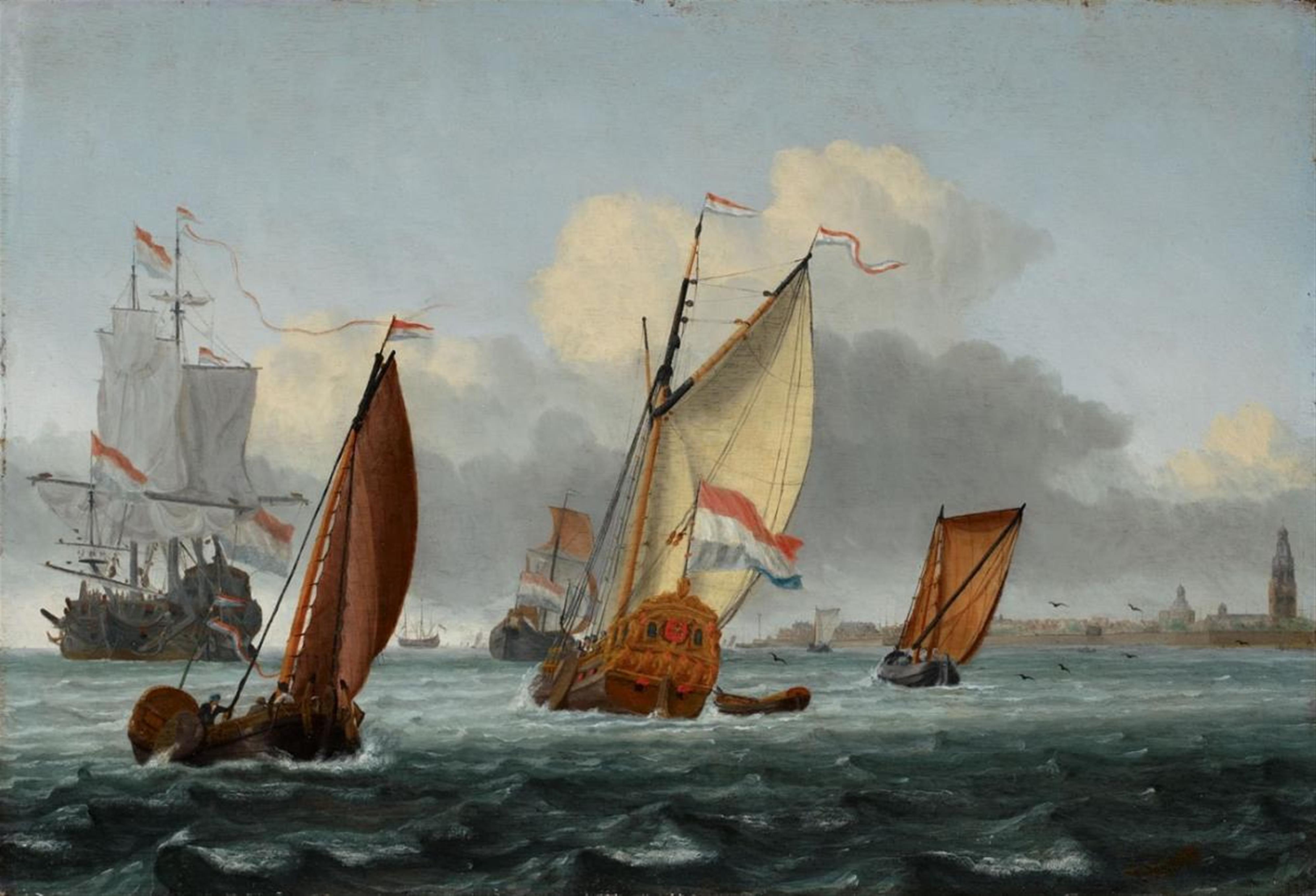 Gerrit Pompe - SEA LANDSCAPE WITH DUTCH SHIPS - image-1