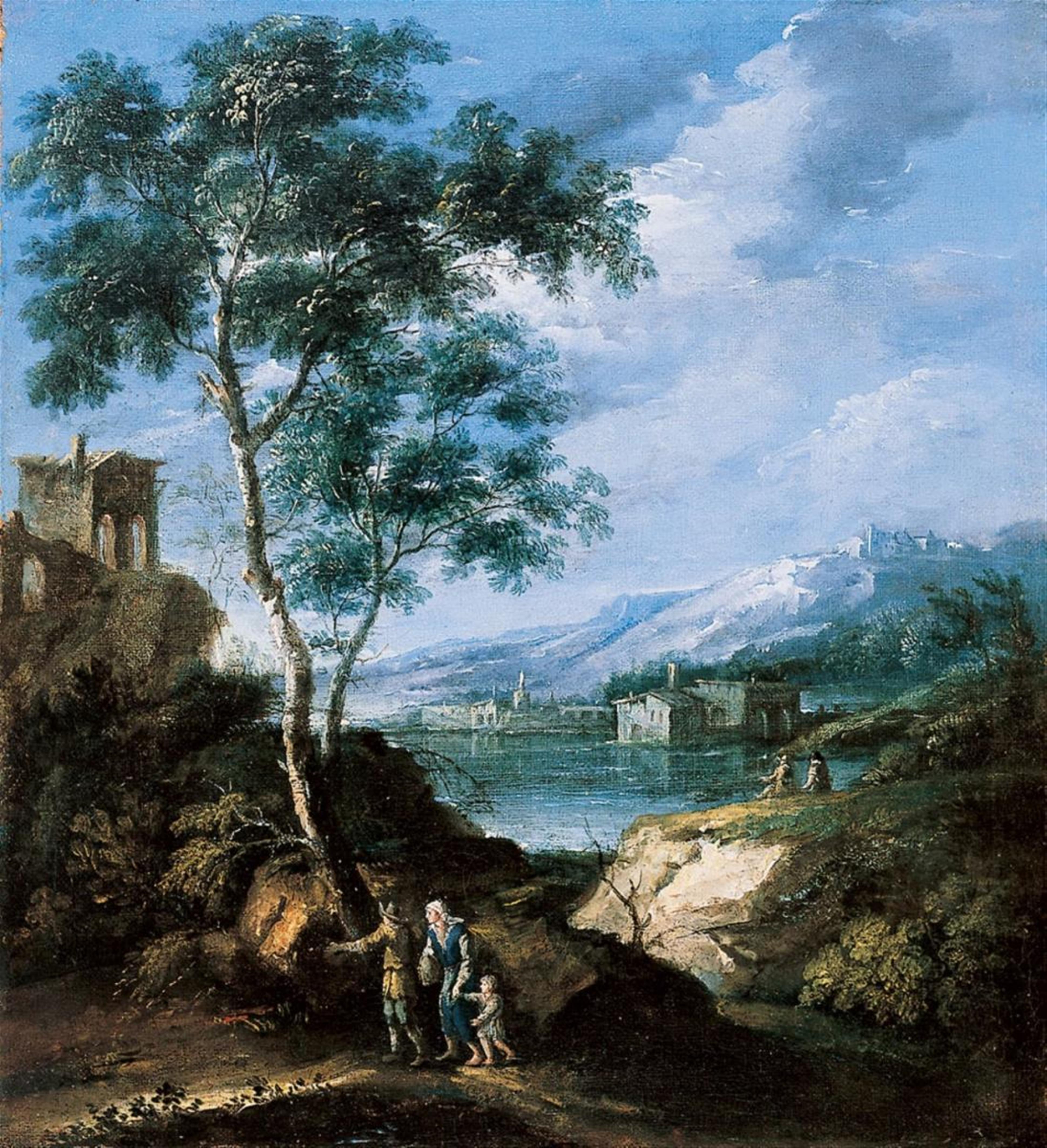 Marco Ricci, circle of - NORTH ITALIAN LANDSCAPE WITH A LADE AND FIGURES - image-1