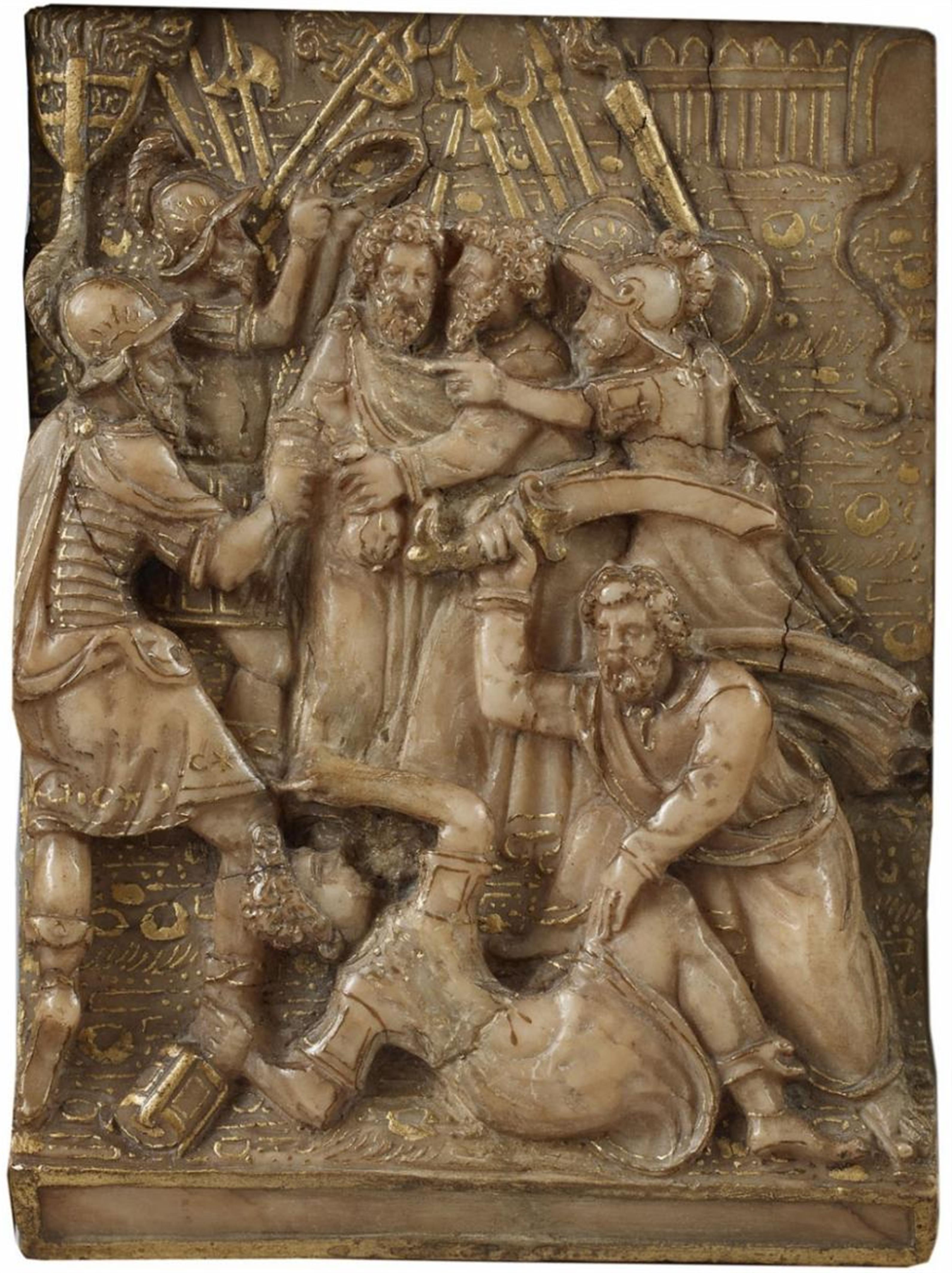 An alabaster relief group of THE ARREST OF CHRIST - image-1