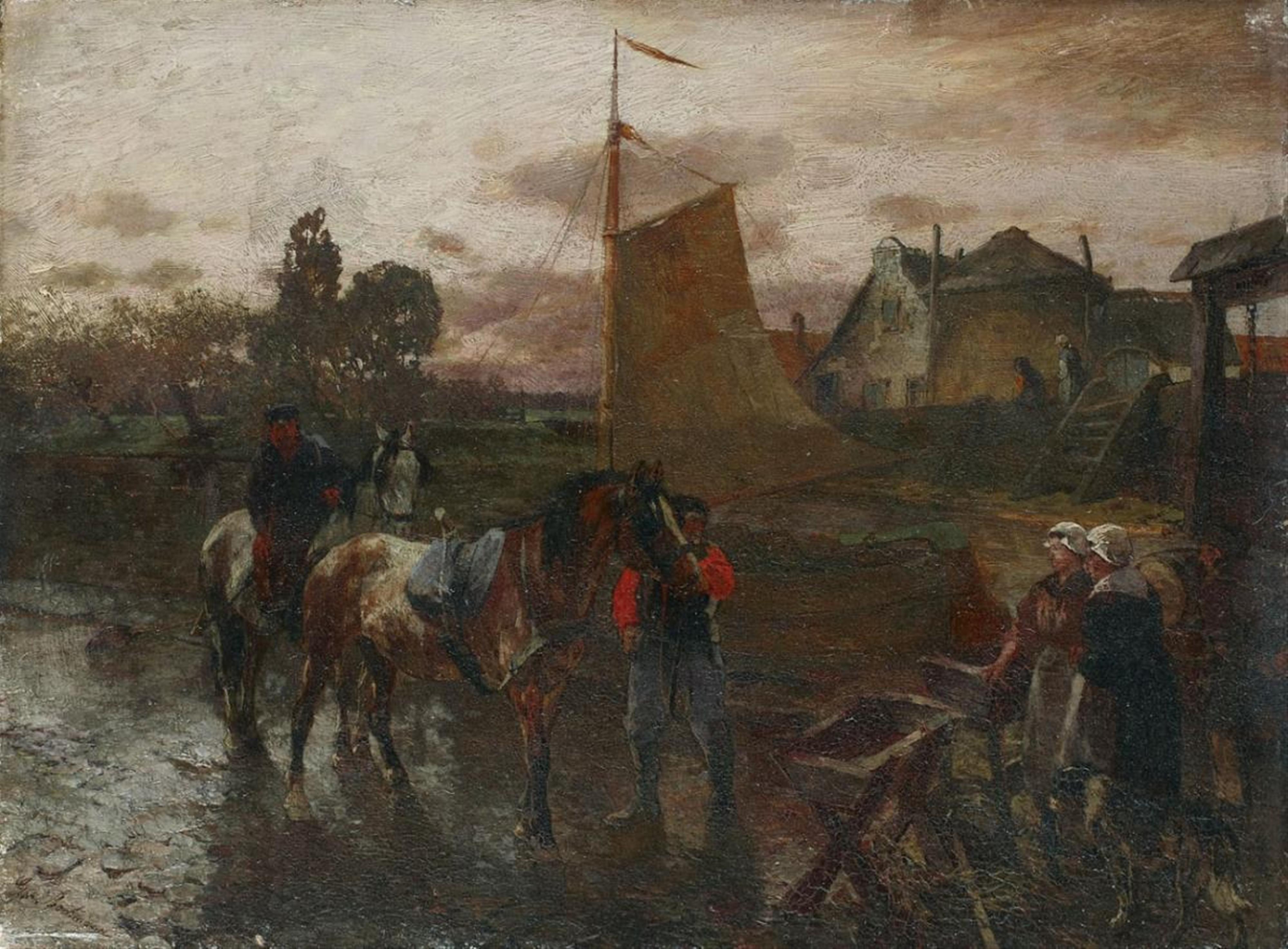 Gregor von Bochmann - LANDCAPE WITH PEASANTS AT A CANAL - image-1