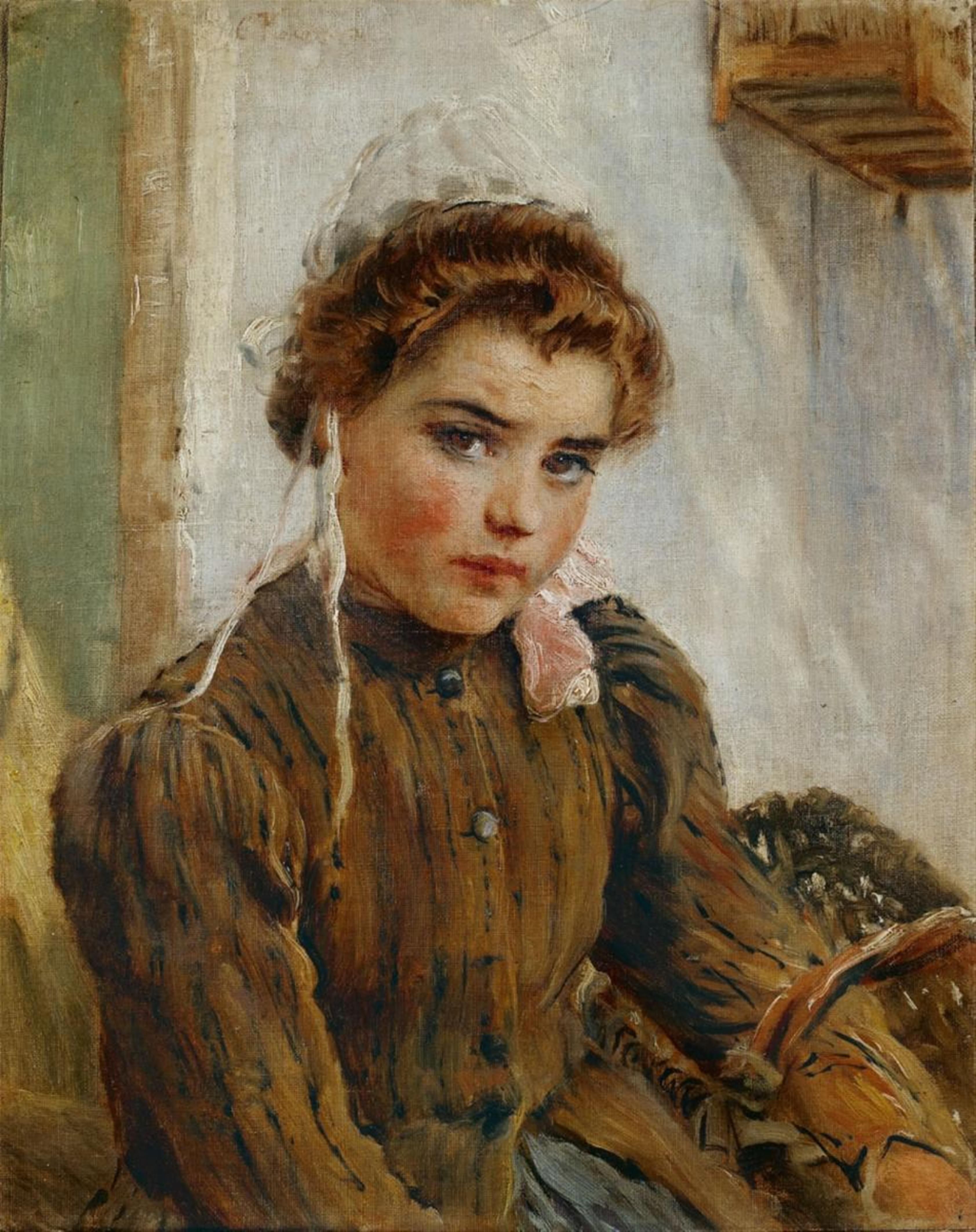 Nikolai Alexeievich Kasatkin - YOUNG GIRL WITH BASKET - image-1