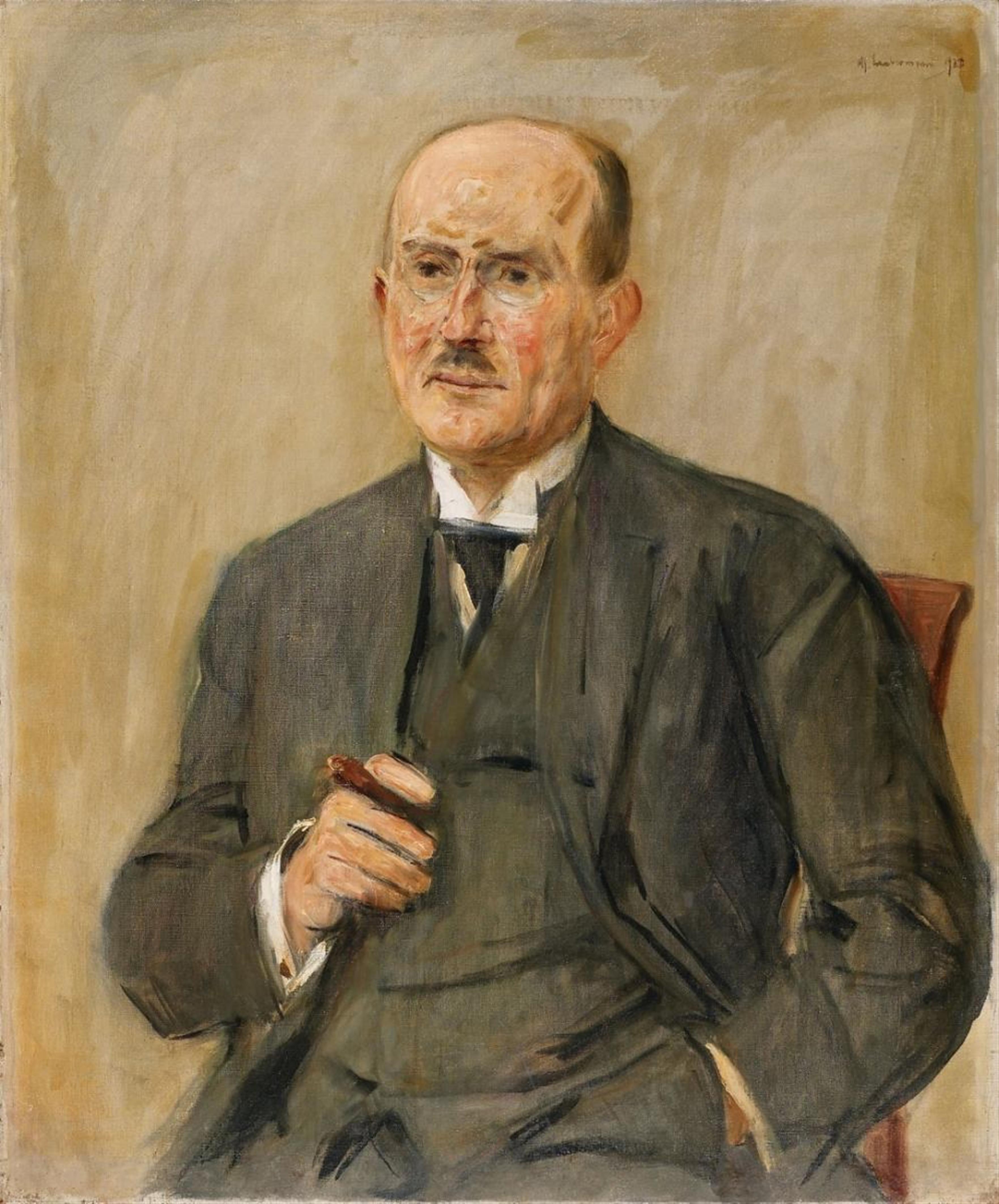 Max Liebermann - Portrait of an Unknown Man with Pince-nez and Cigar - image-1