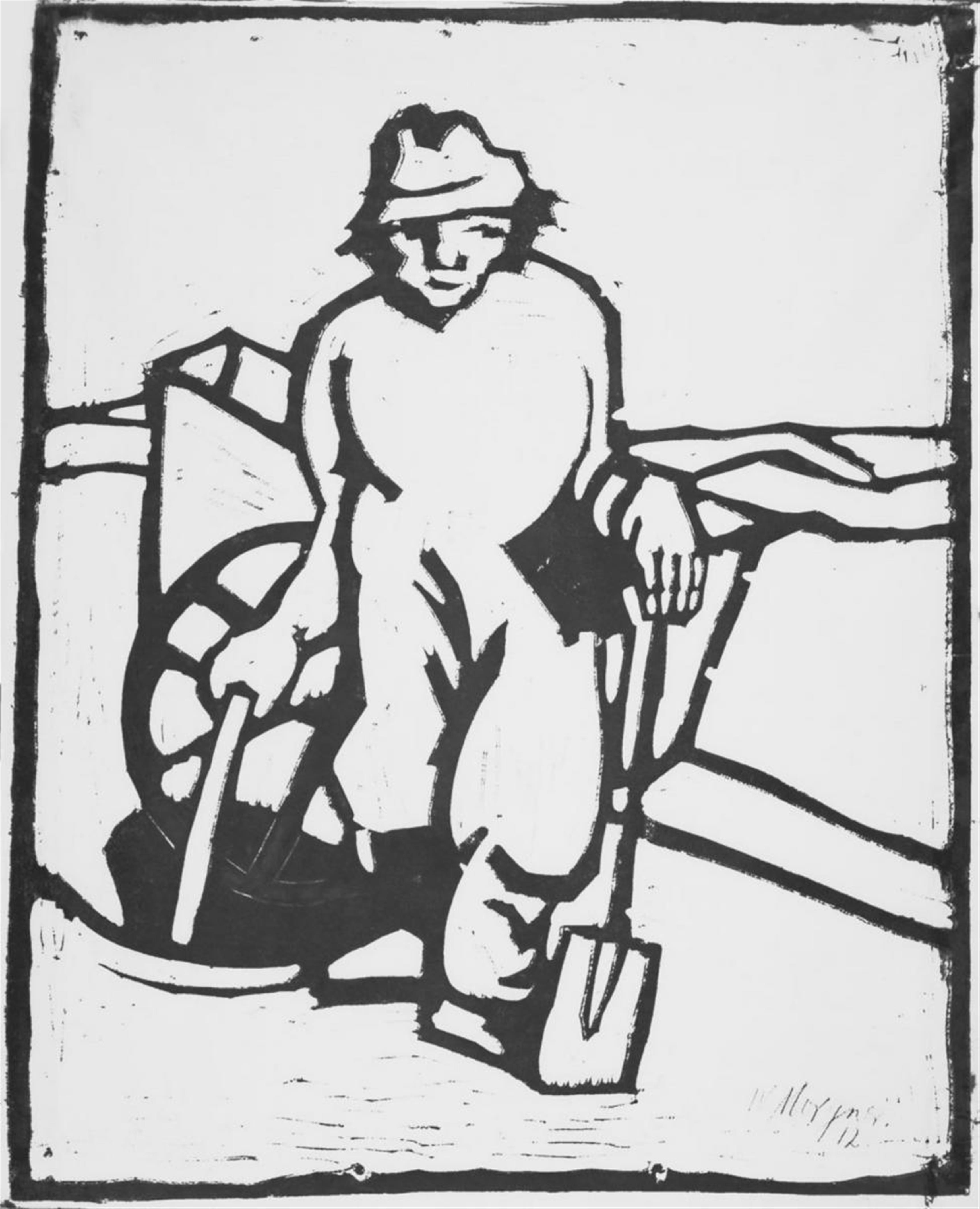 Wilhelm Morgner - Man with Spade and Cart - image-1