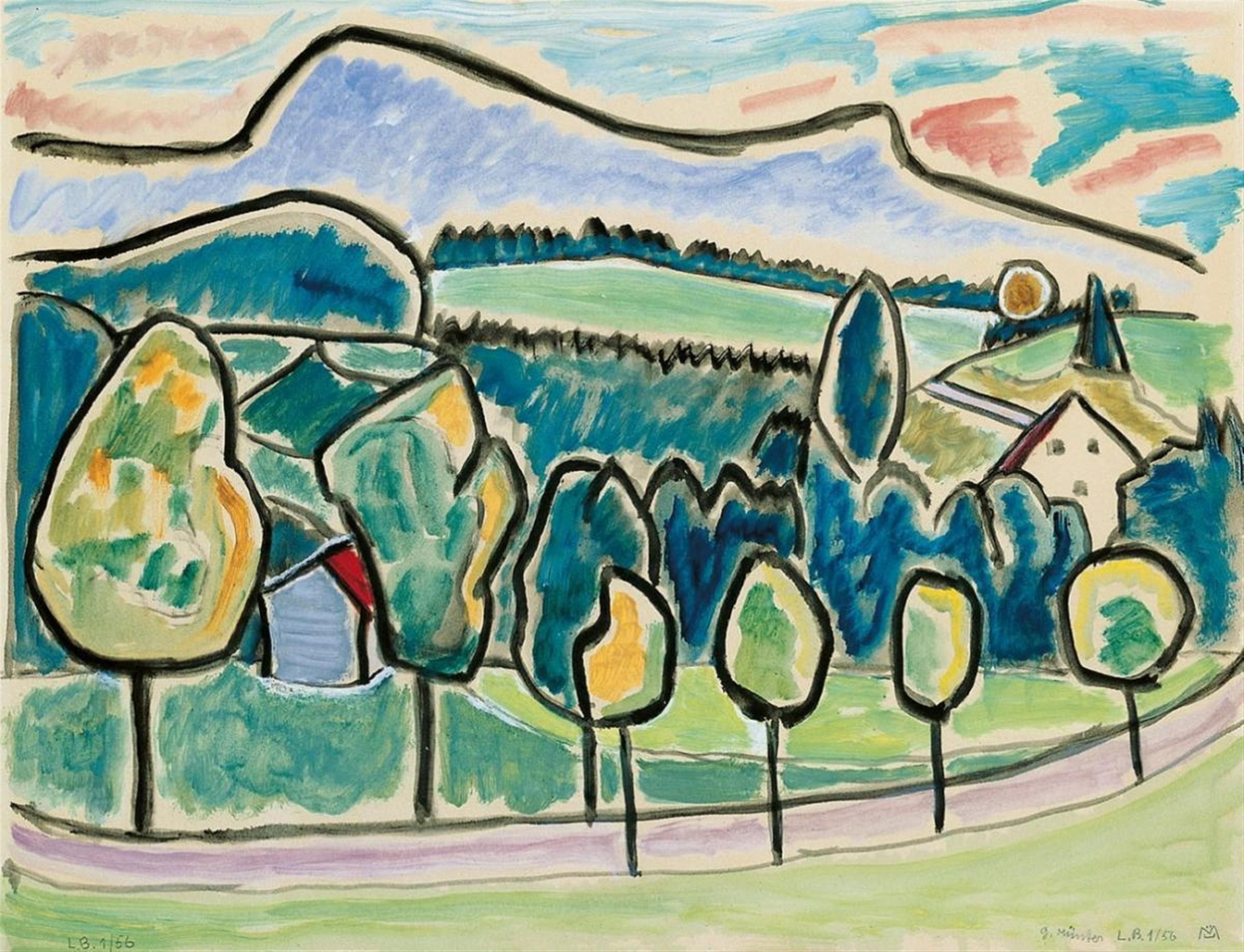Gabriele Münter - Landscape with blue Mountain - image-1