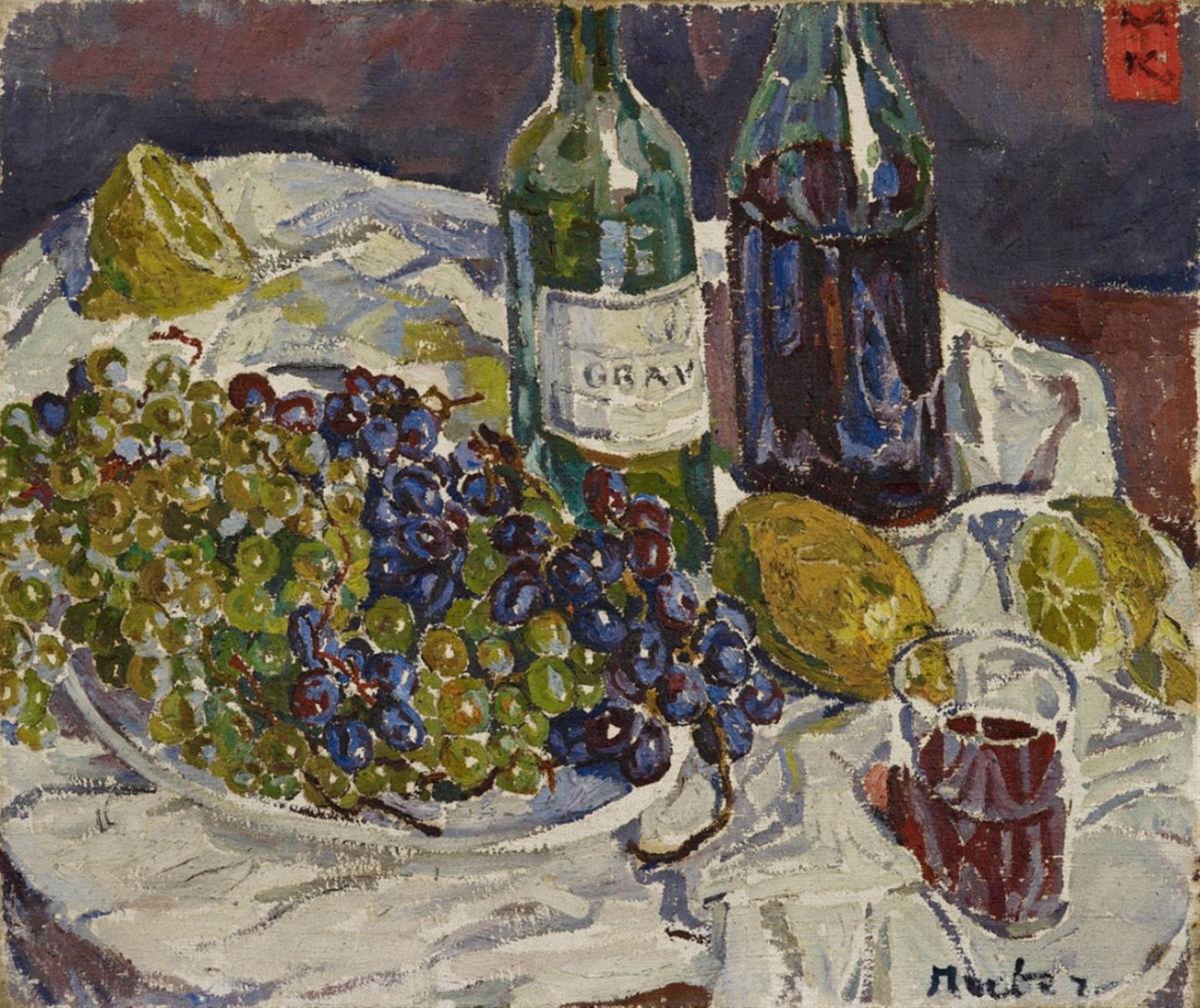 Mela Muter (Maria Melania Mutermilch) - Still-Life with Glass, Bottle and Grapes - image-1