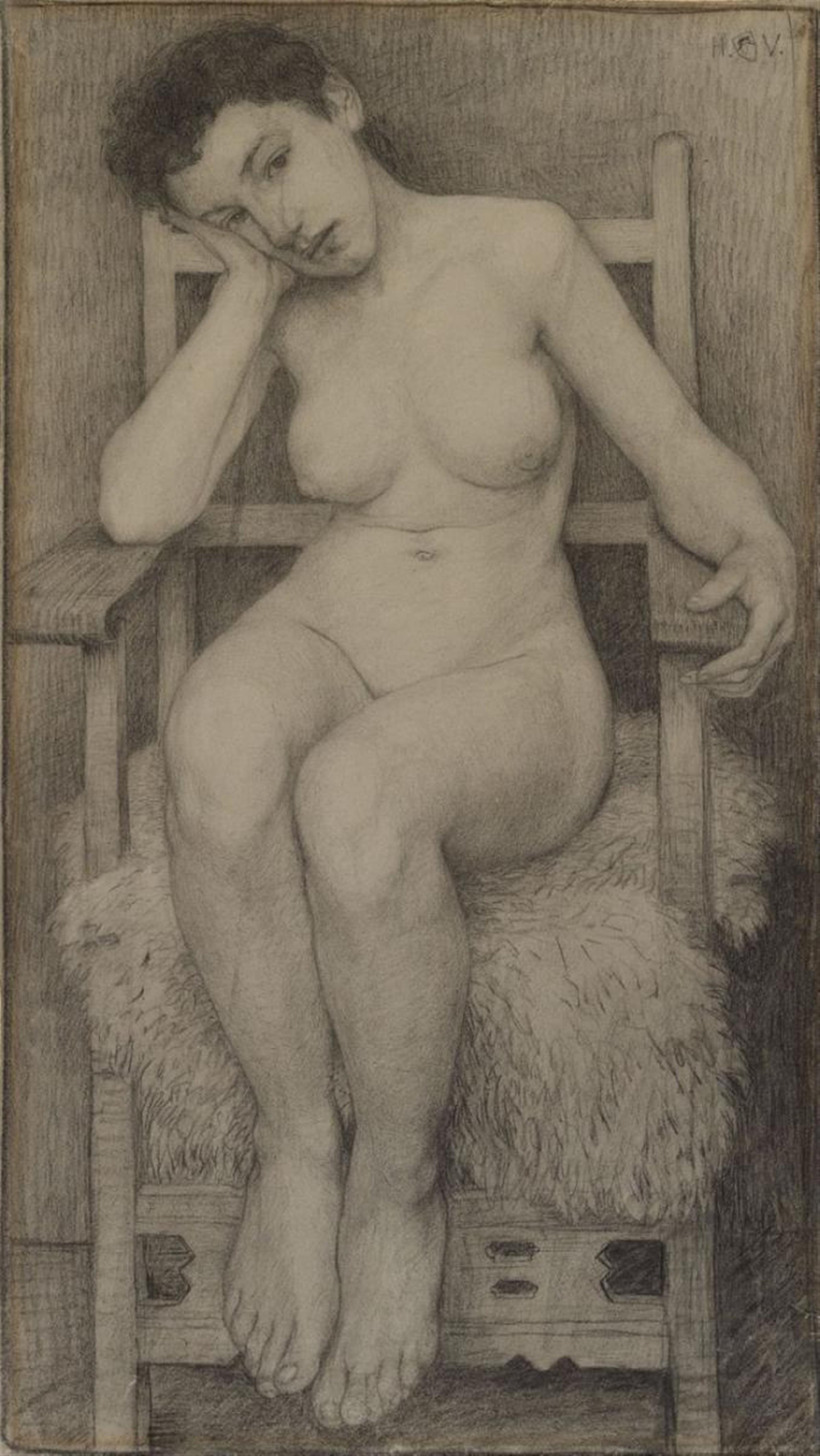 Heinrich Vogeler - Seated Female Nude - image-1
