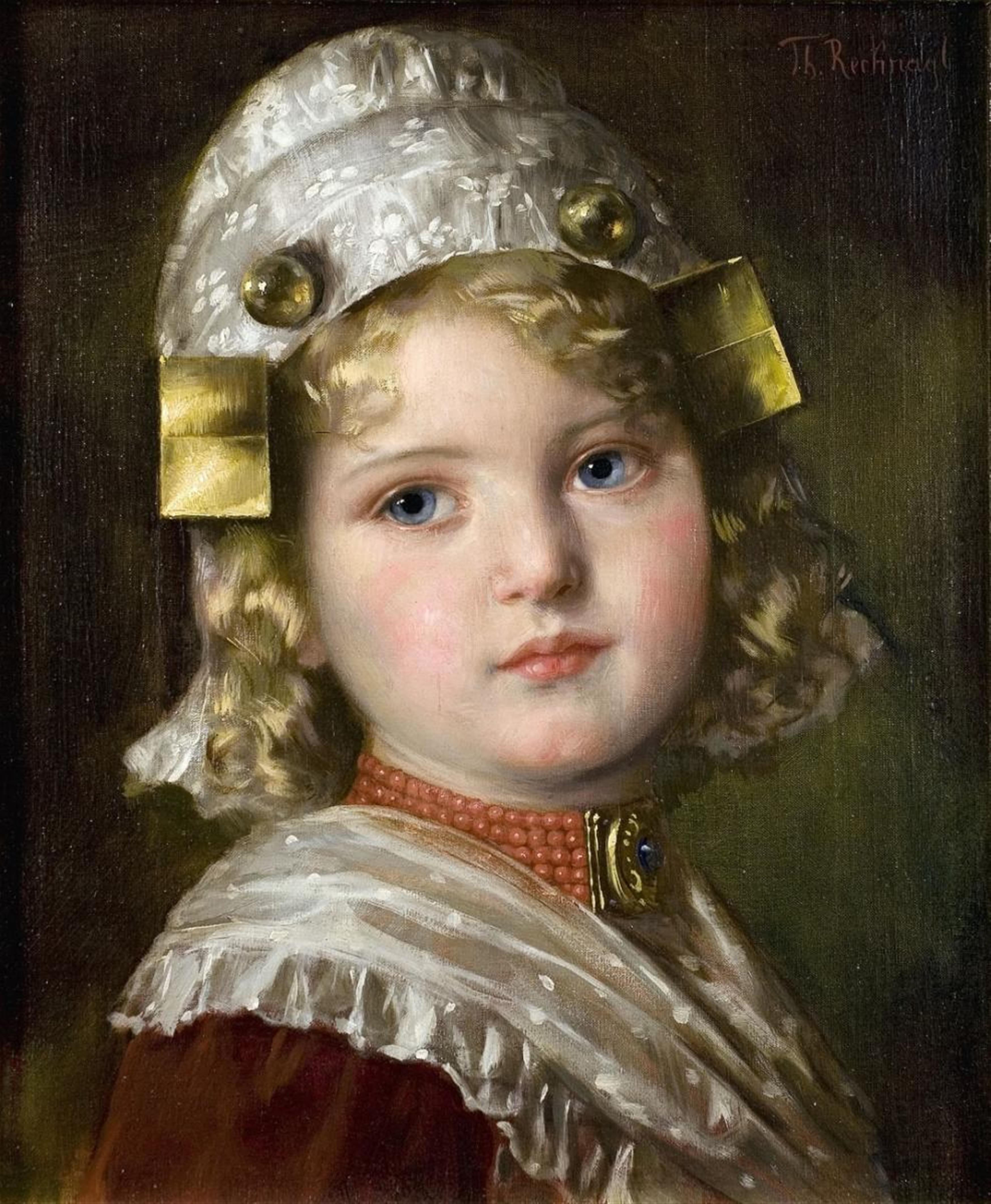 Theodor Recknagl - PORTRAIT OF A GIRL WITH WHITE CAP - image-1