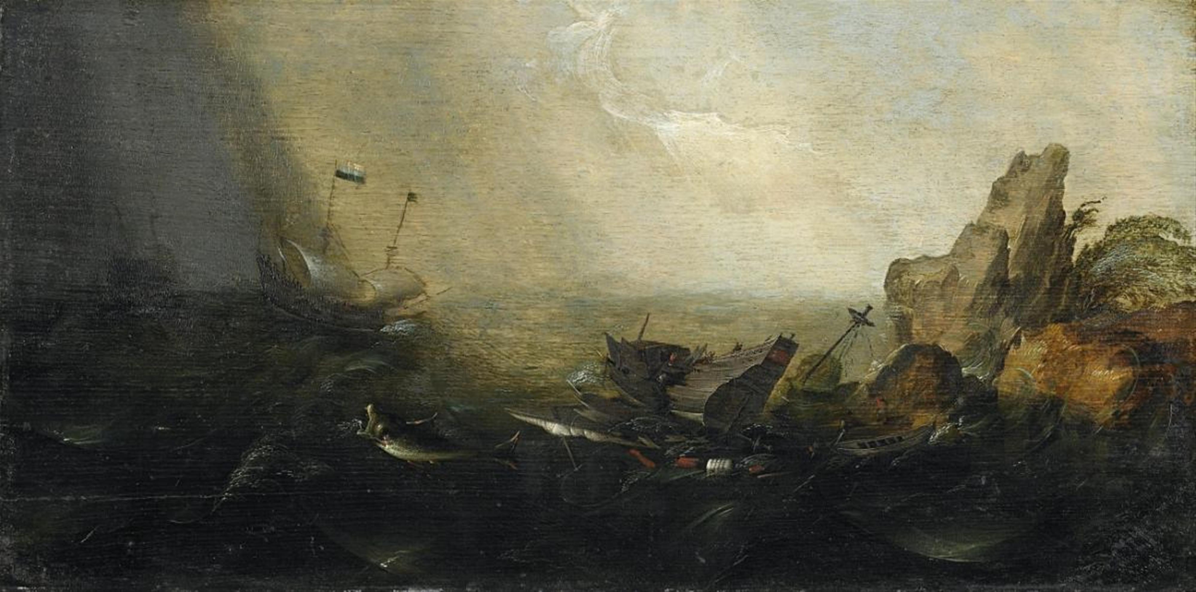 Cornelis Isaacksz Verbeeck - SHIPWRECK AT A STEEP COAST - image-1