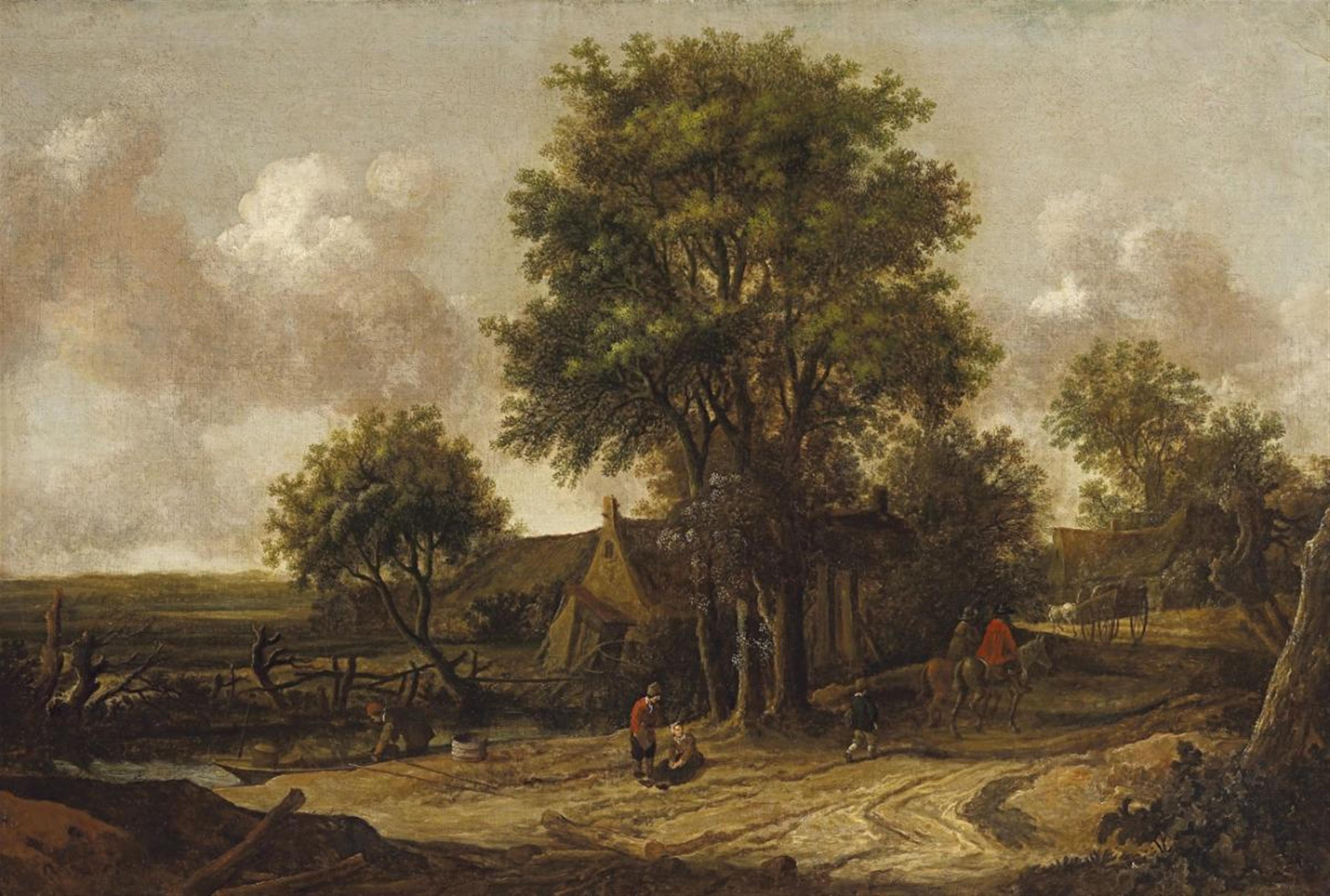 Pieter de Molijn - STREET IN A VILLAGE AT A RIVER - image-1