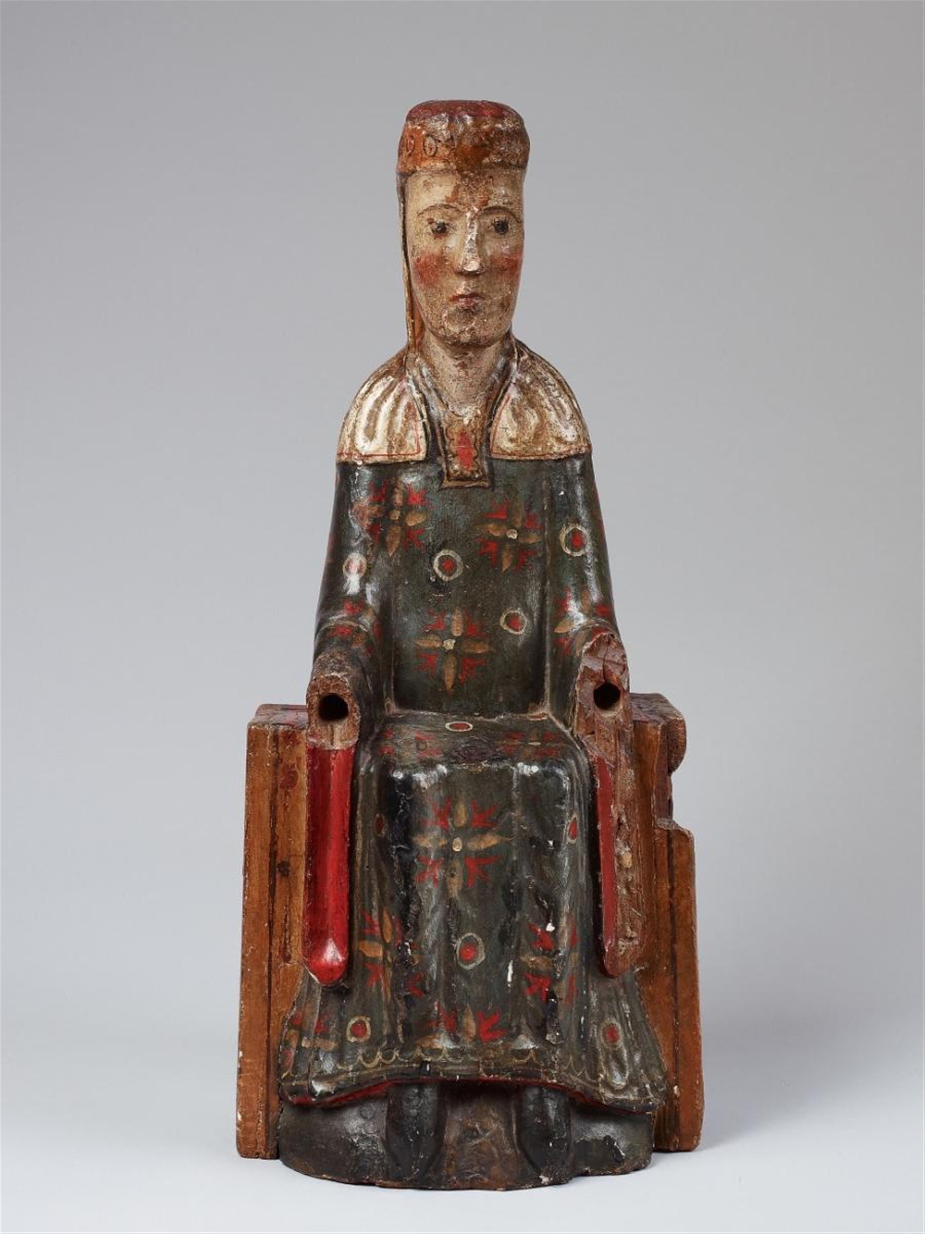A wood figure of THE VIRGIN ENTHRONED - image-1