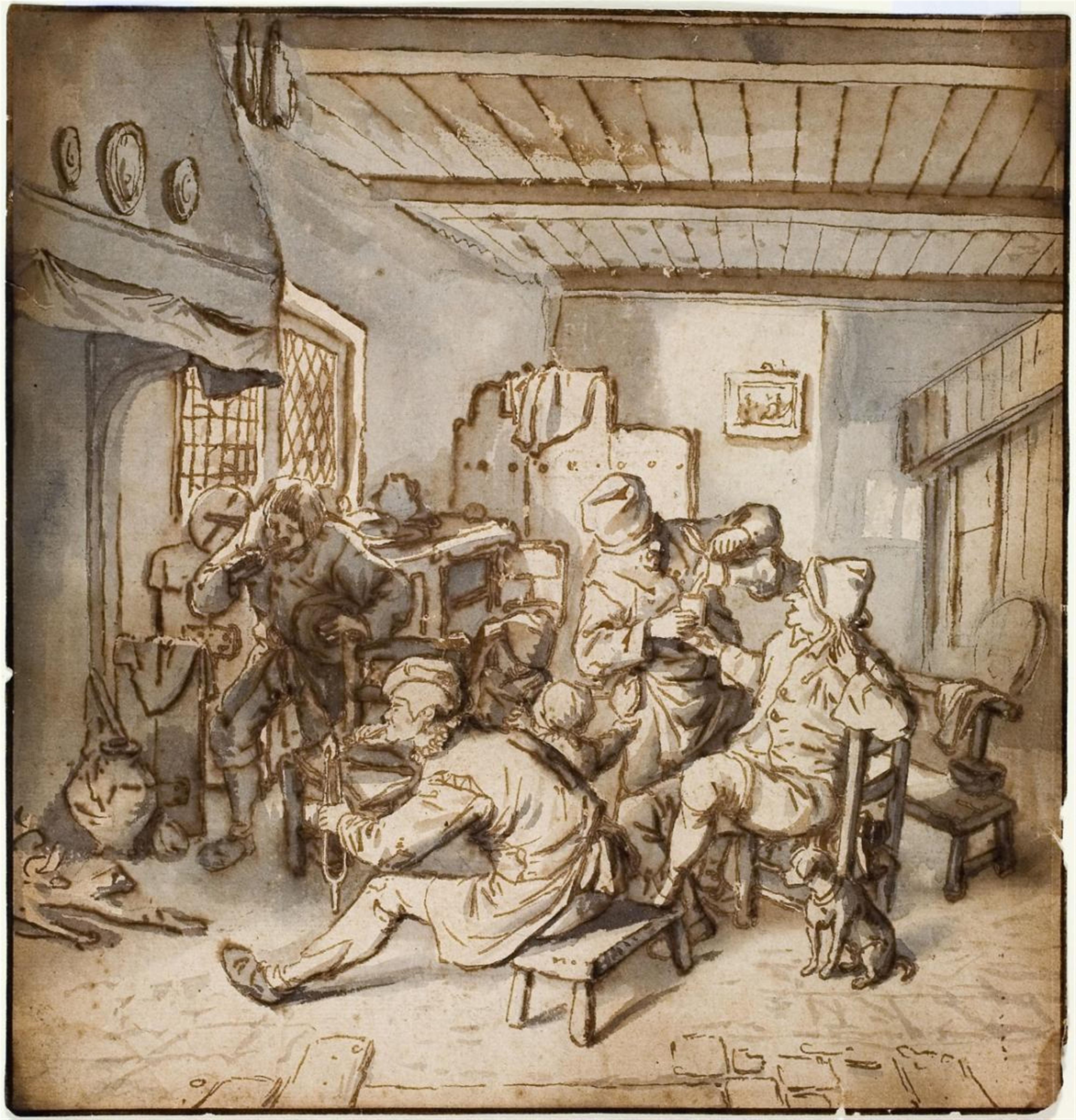 Cornelis Dusart - SZENE IN EINEM WIRTSHAUS - image-1