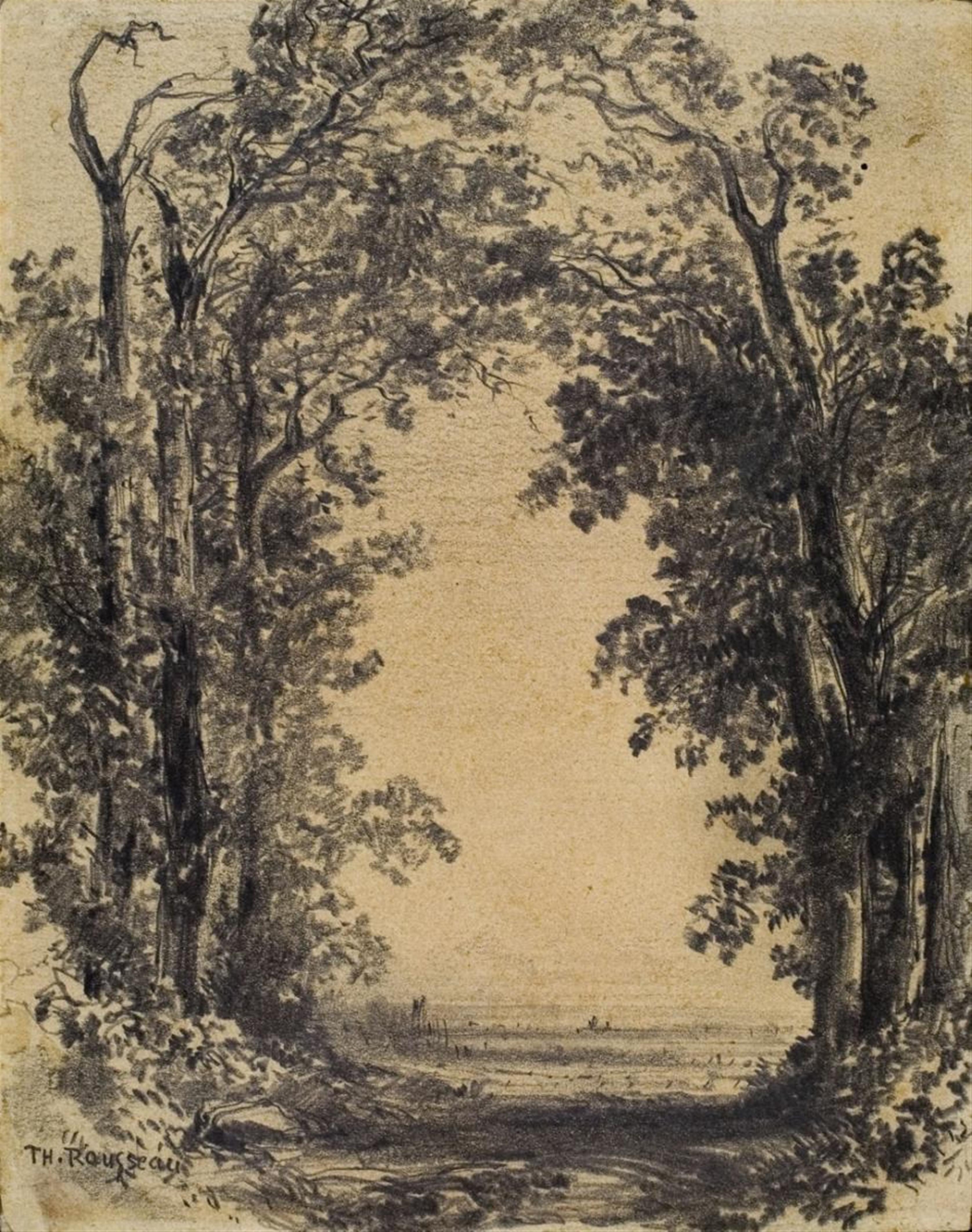 Théodore Rousseau - VIEW OF A PARK - image-1