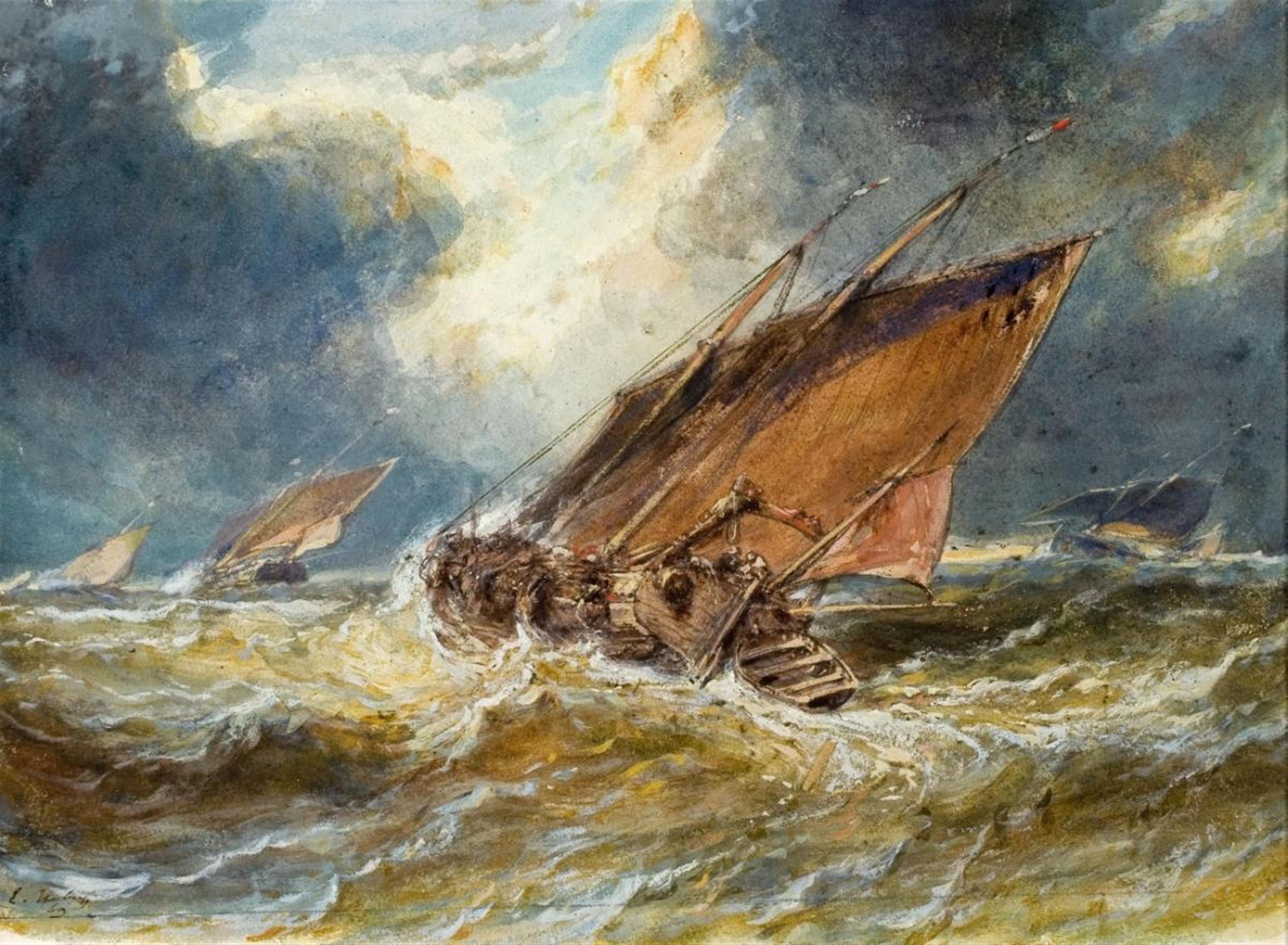 Eugène Isabey - SAILING BOATS IN A STORM - image-1