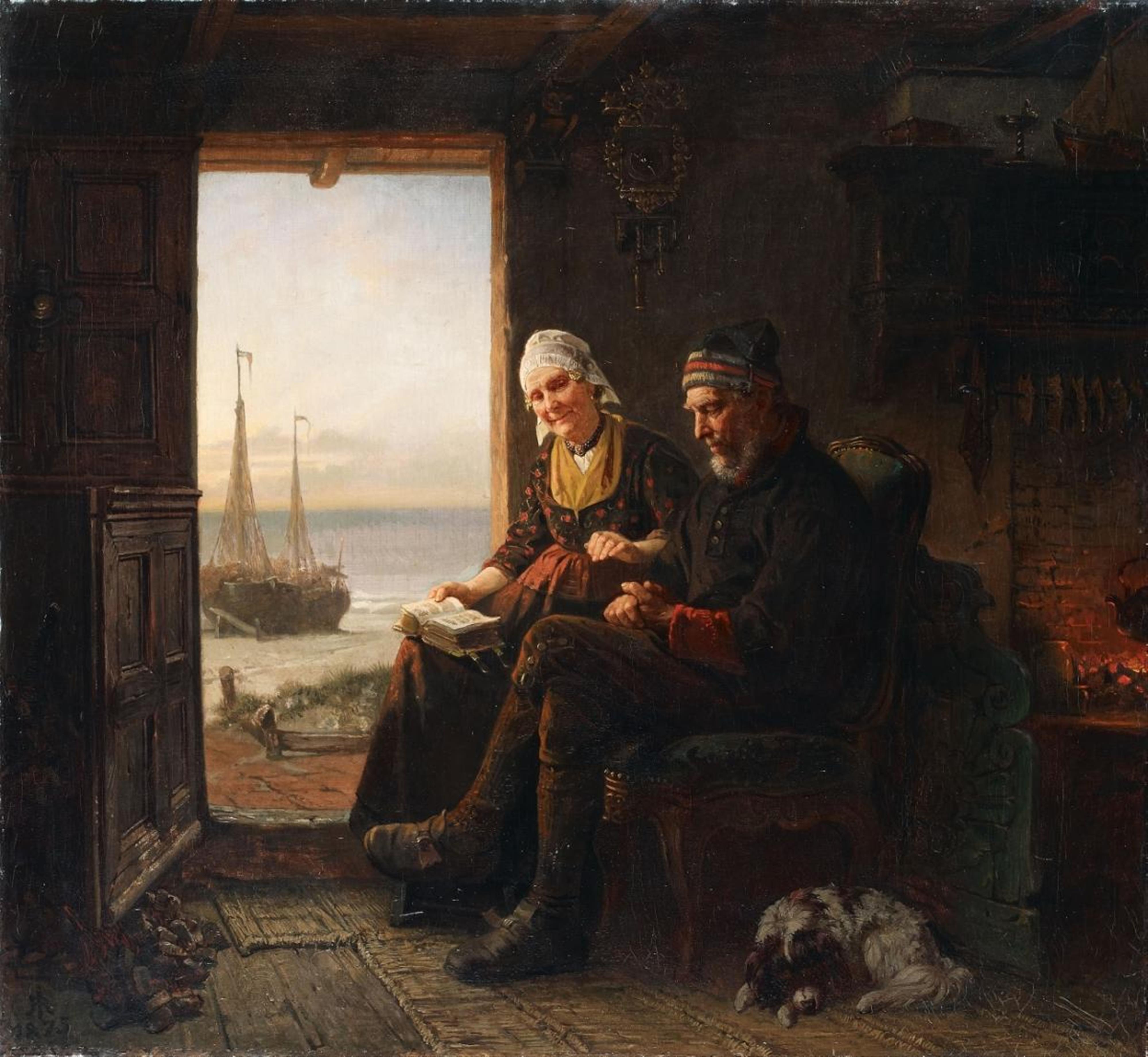Rudolf Jordan - INTERIOR WITH AN AGED COUPLE AND A VIEW ON THE SEA - image-1