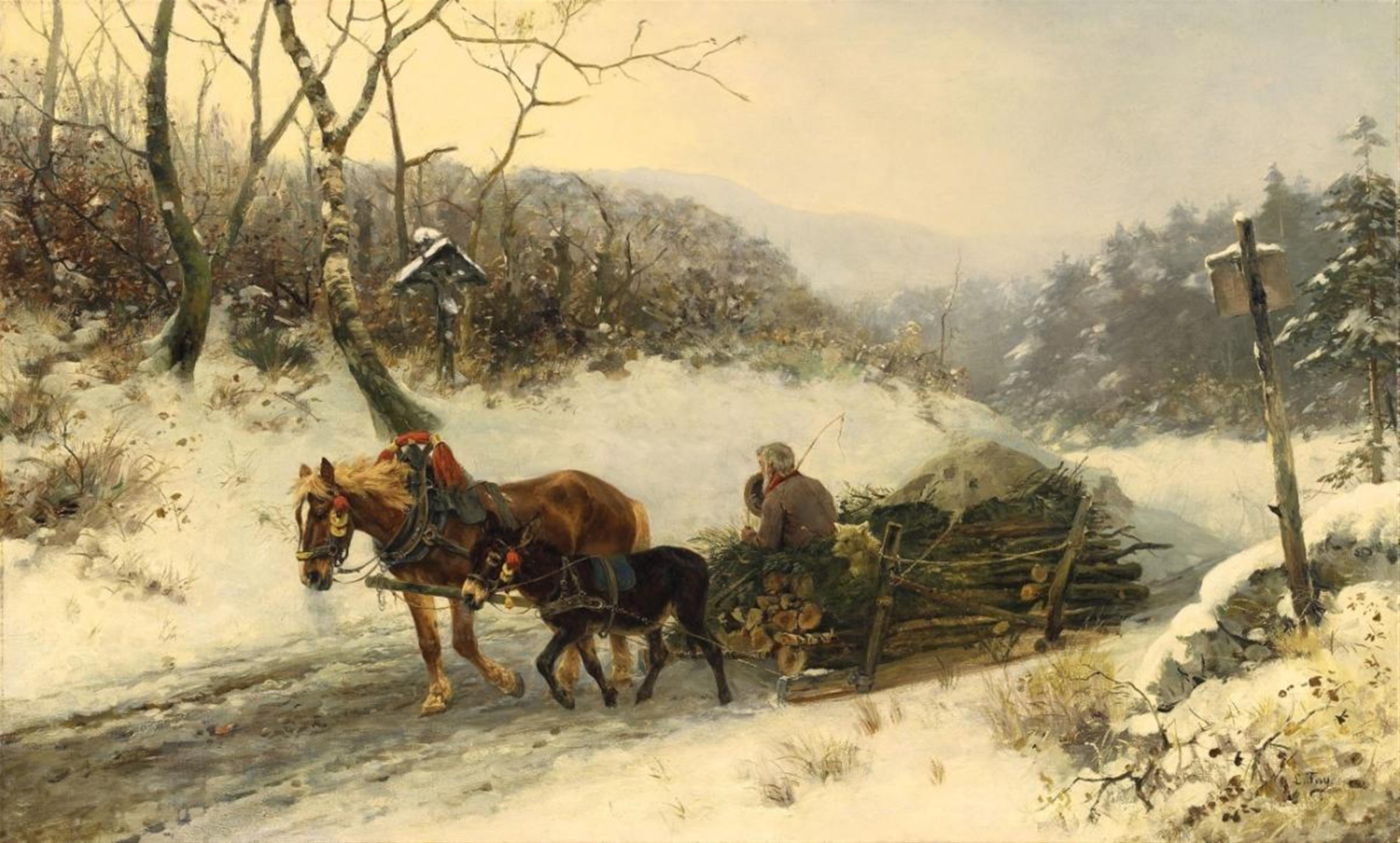 Ludwig Benno Fay - WINTER LANDSCAPE WITH SLEDGES - image-1