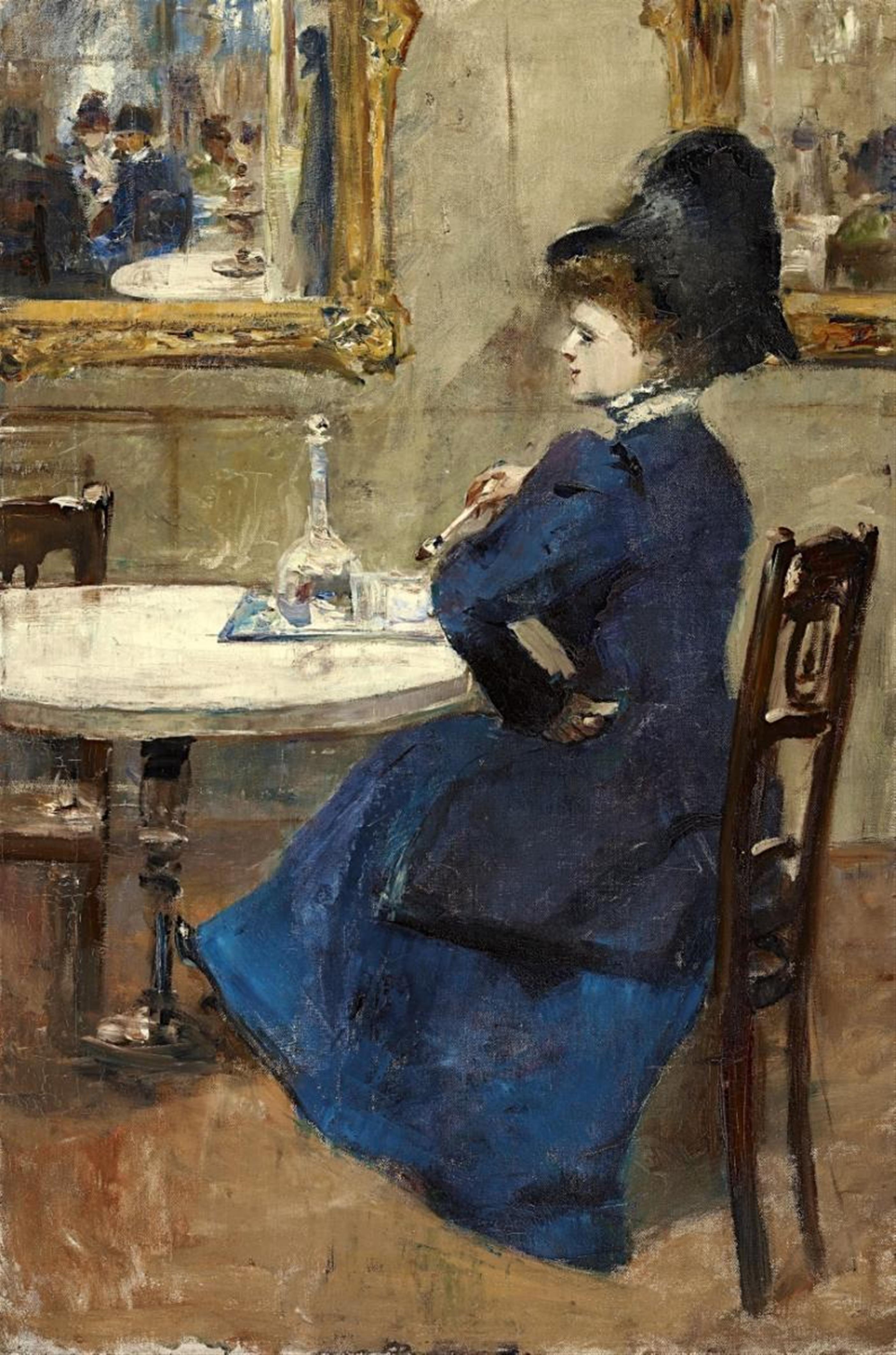 Lesser Ury - Dame im blauen Kleid im Café - image-1