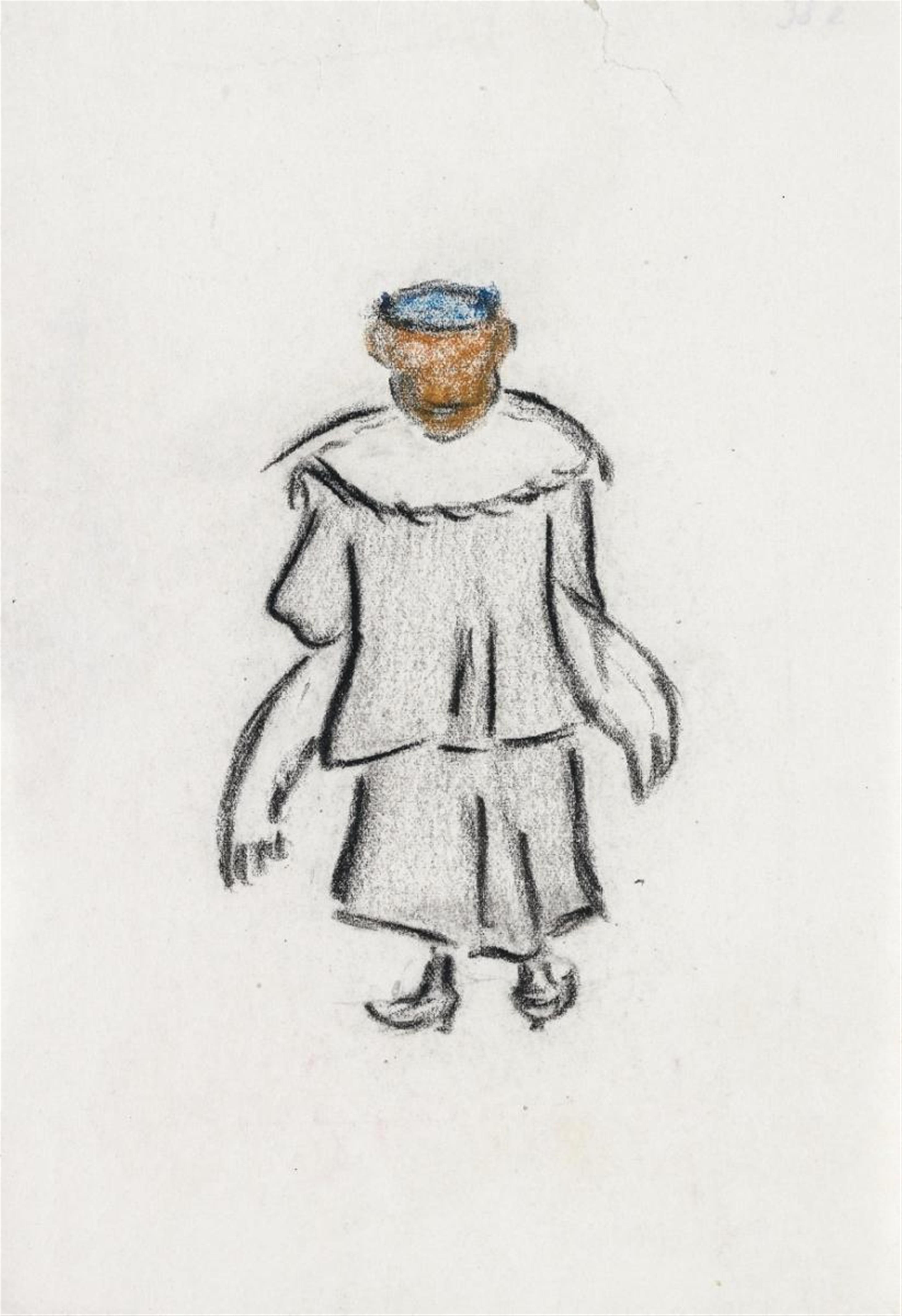Heinrich Zille - 2 Zeichnungen Frau im Fransentuch mit weisser Schürze. Dame mit Hut und Stola - Rückenfigur - image-2