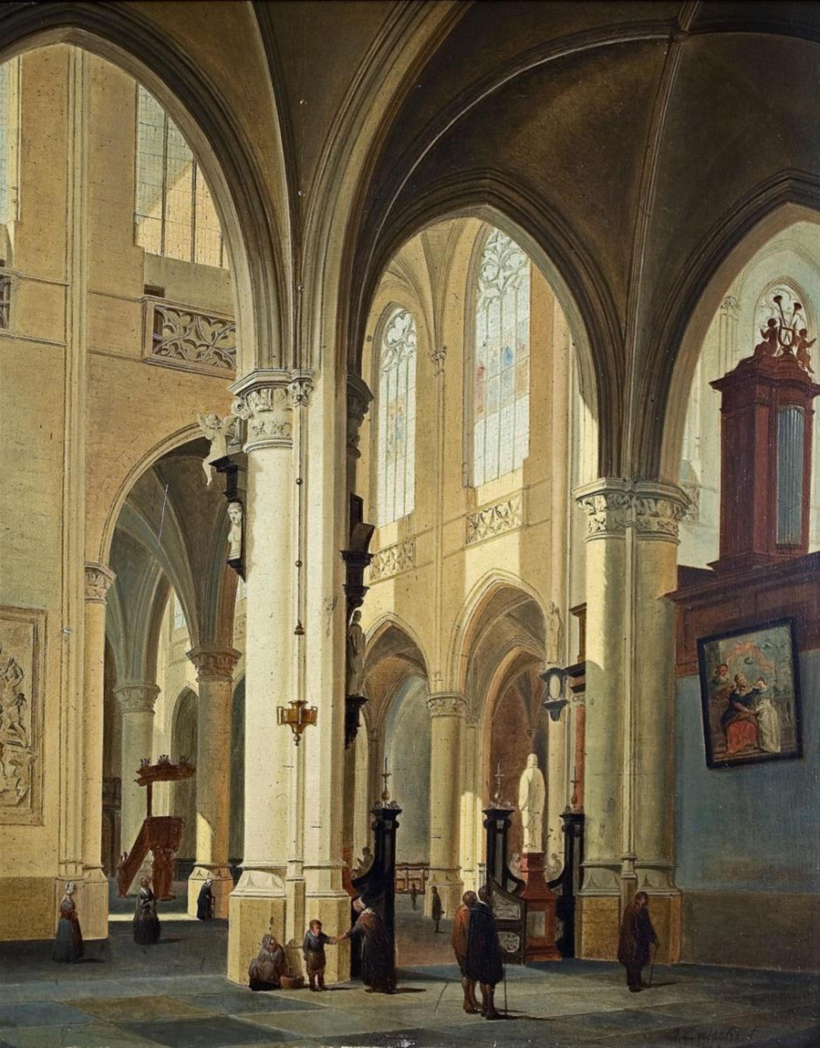 Joseph Christiaan Nicolie - CHURCH INTERIOR WITH FIGURAL STAFFAGE - image-1