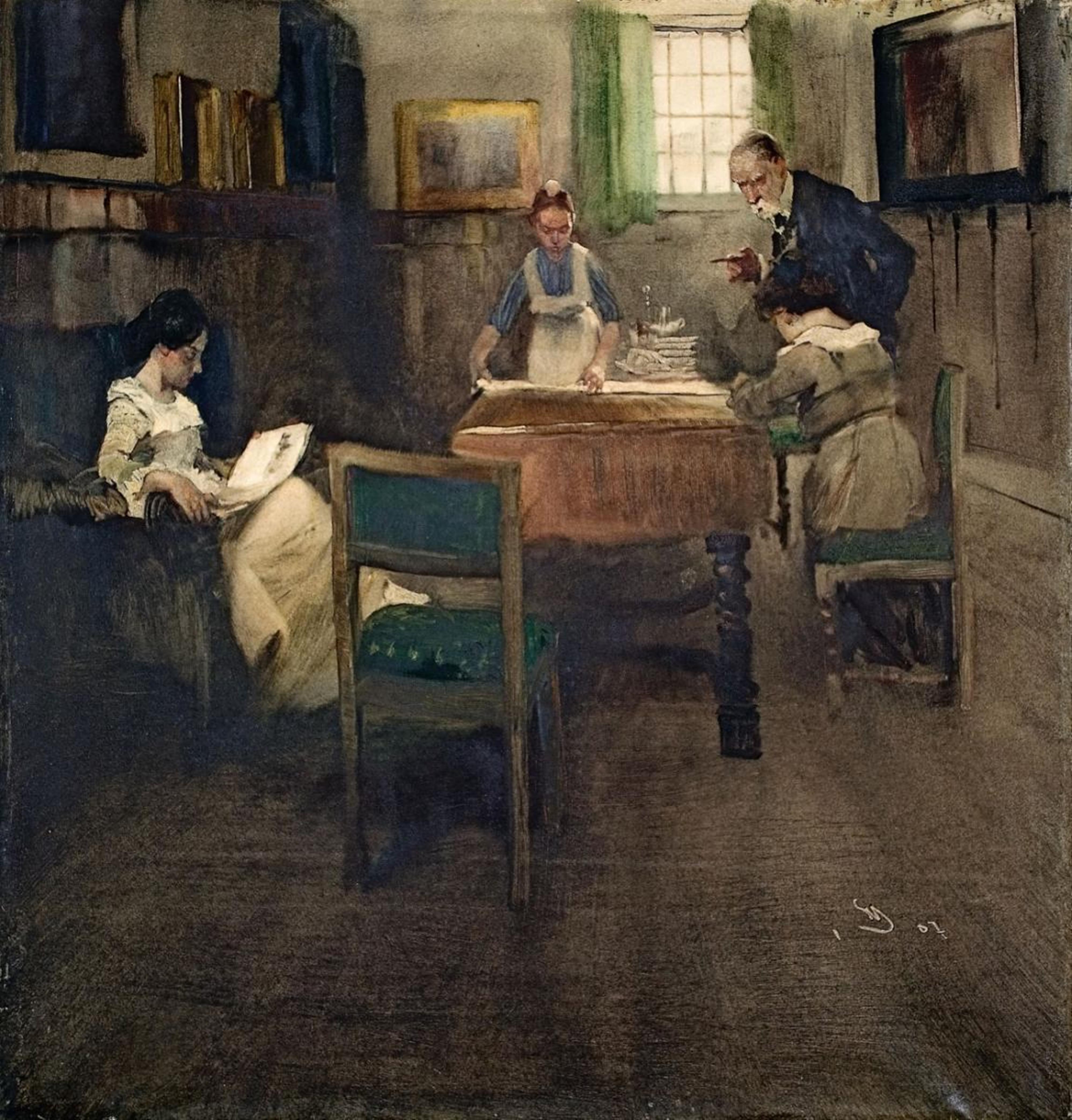 Wilhelm Schreuer - INTERIOR WITH FAMILY AND MAIDSERVANT - image-1