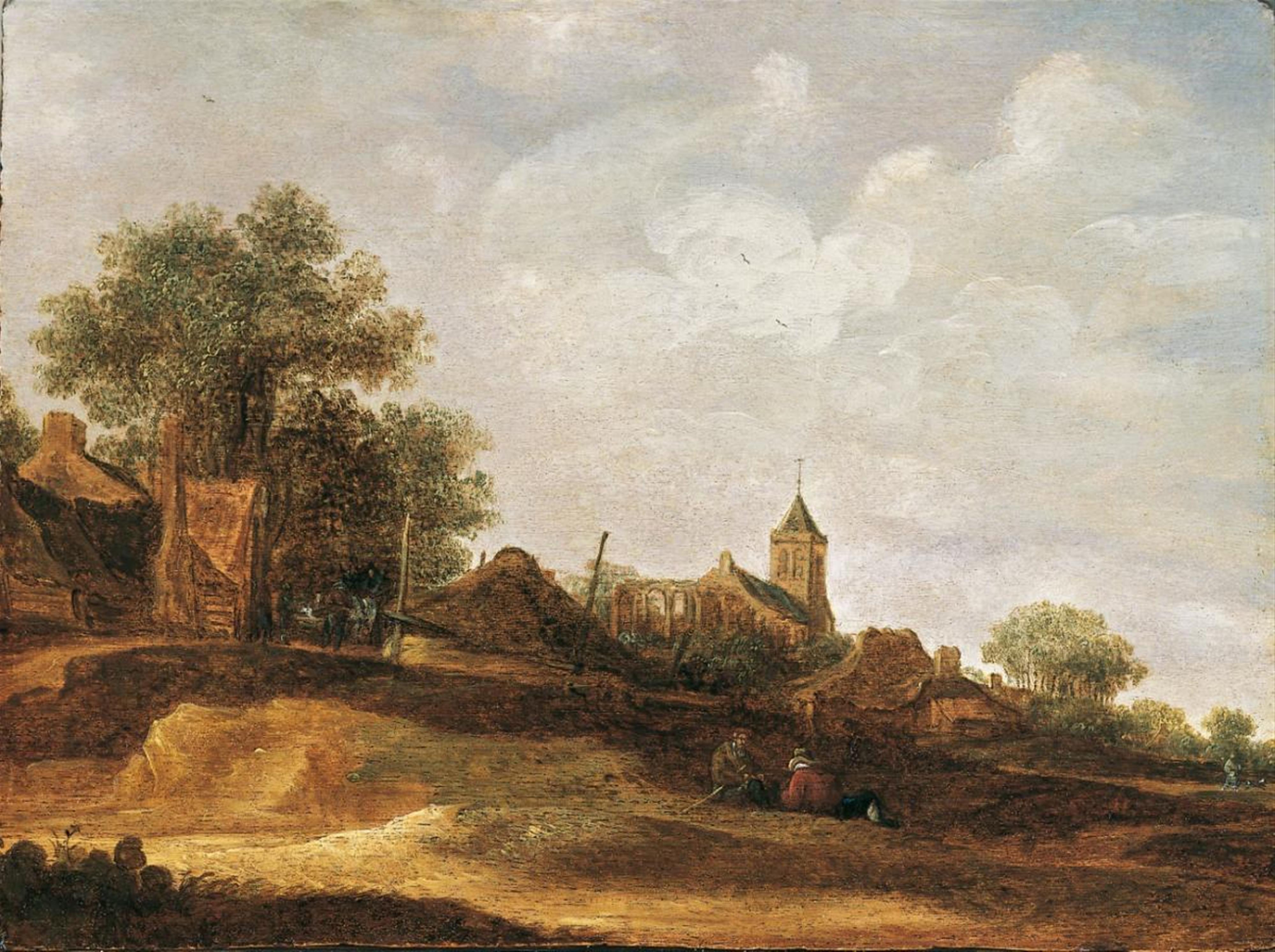 Dutch School, 17th century - VILLAGE SCENE - image-1