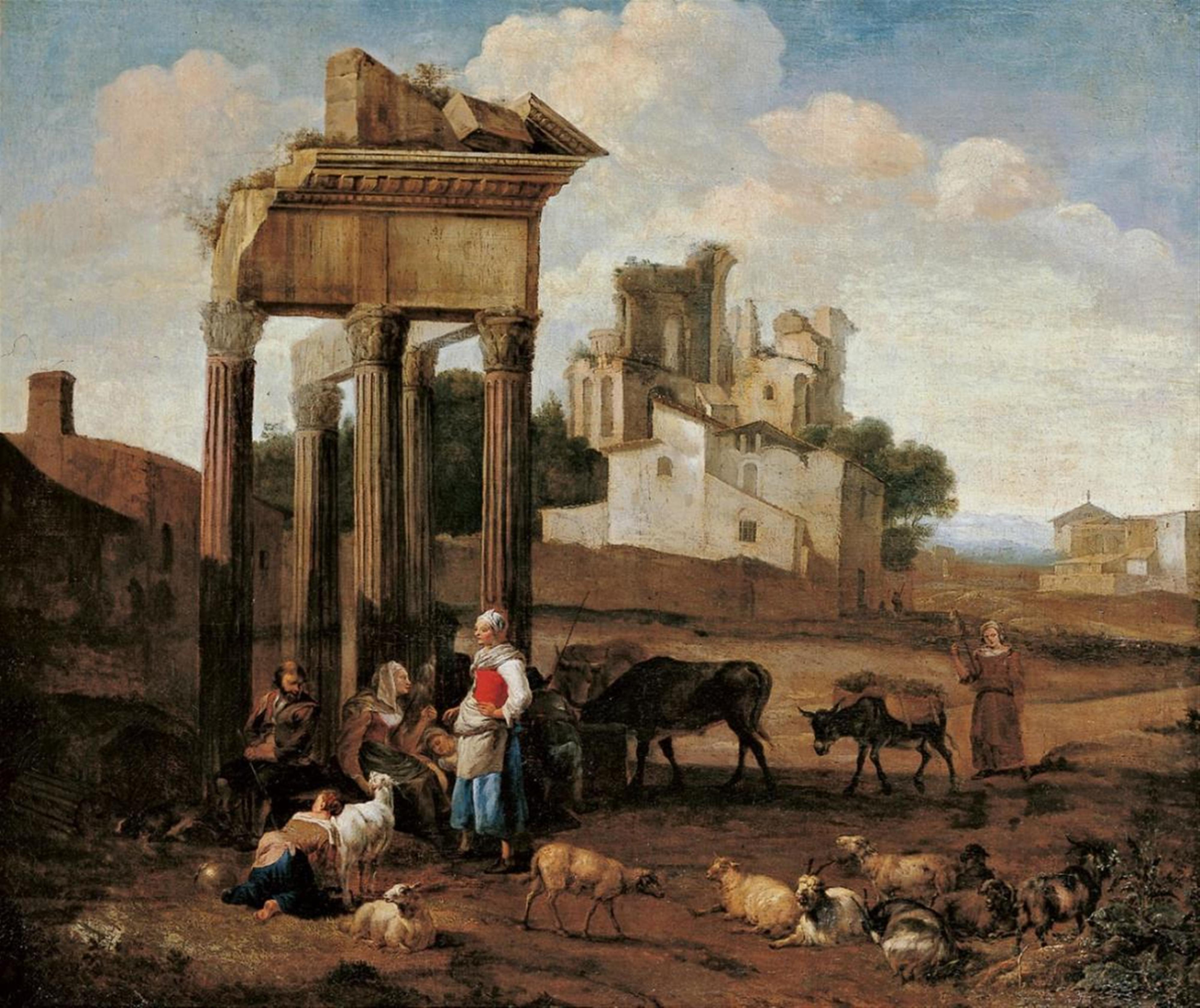 Hendrik Mommers - LANDCAPE WITH RUINS AND SHEPHERDS - image-1